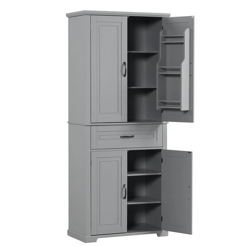 Bathroom Floor Cabinet, Freestanding Storage Cabinet with Doors and Drawer, Kitchen Cupboard with Adjustable Shelf