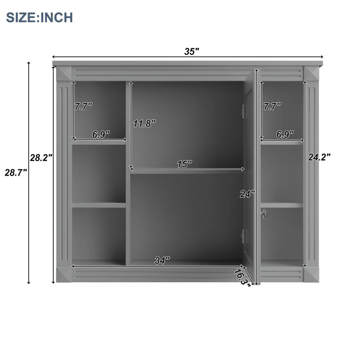 Wall Mounted Bathroom Storage Cabinet,Wall Cabinet with Mirror,Mirror Cabinet with 6 Open Shelves(Not Include Bathroom Vanity )
