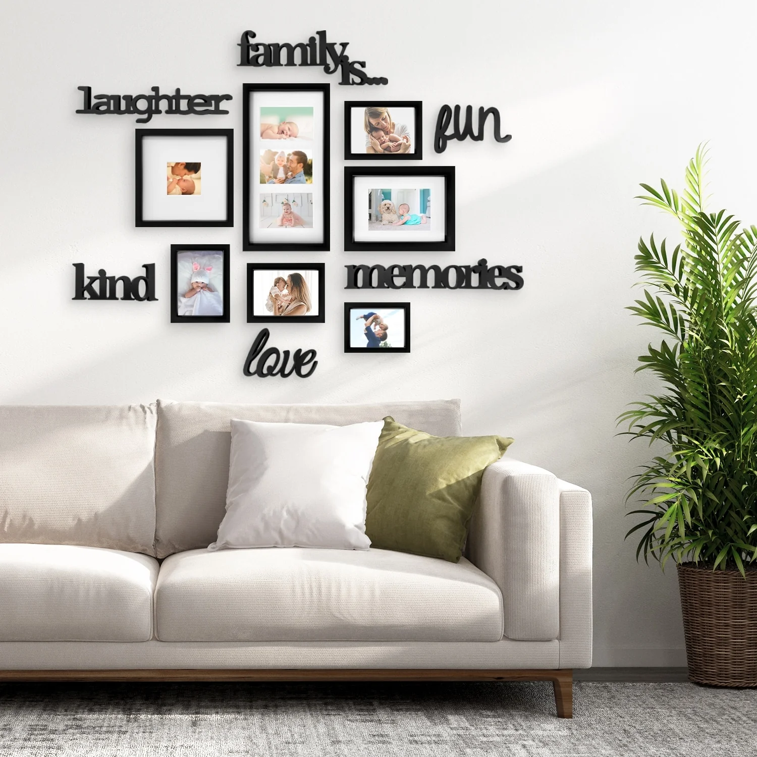 Elegant 9 Photo Black PVC Photo Frame Wall Hanging Picture Frame