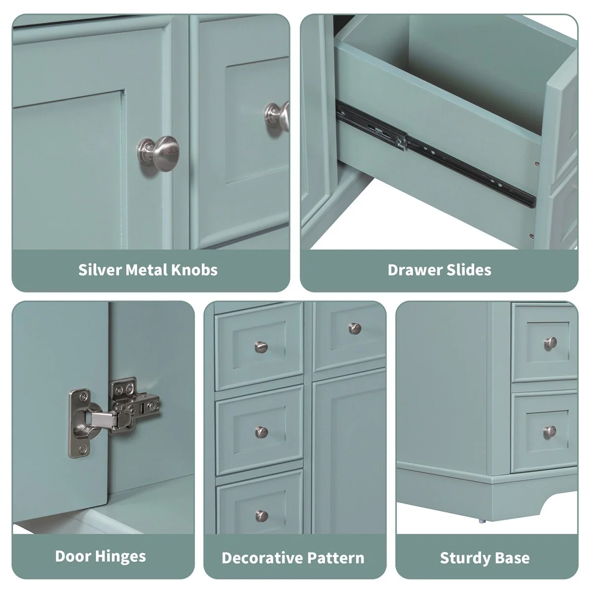 Bathroom Vanity without Sink,Cabinet Base Only,One Cabinet&Six Drawers
