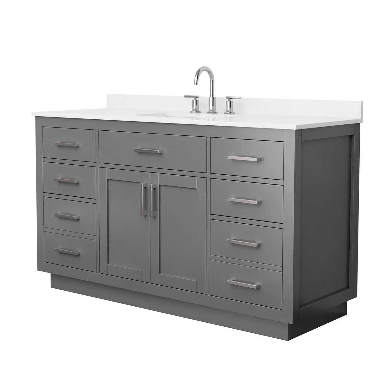 Beckett TK 60-inch Single Vanity, 3 Hole Quartz Top
