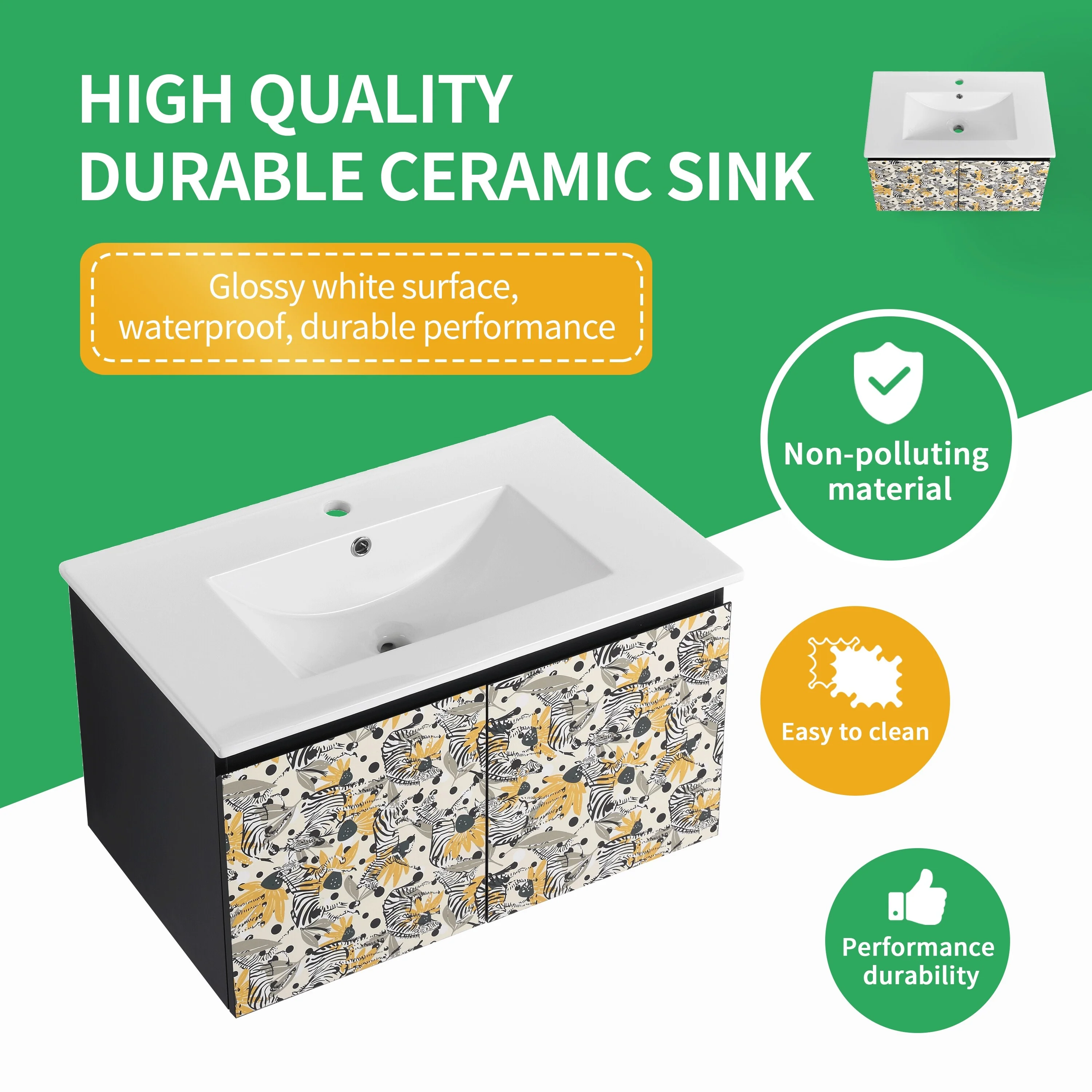 BNK 24/30/48 Inch Double Sink Bathroom Vanity with Soft Close Door