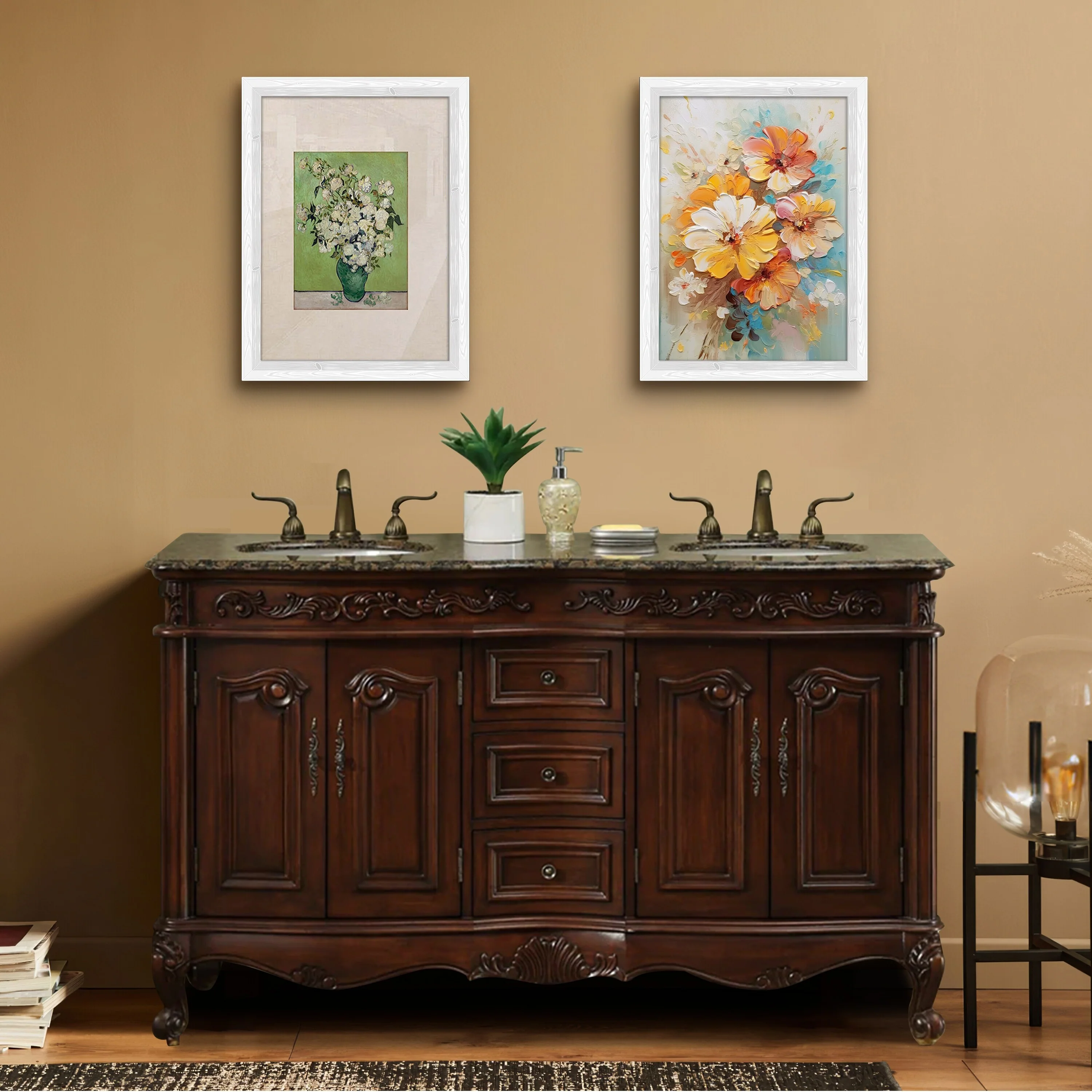 Stufurhome 60 inch Amelia Double Sink Bathroom Vanity