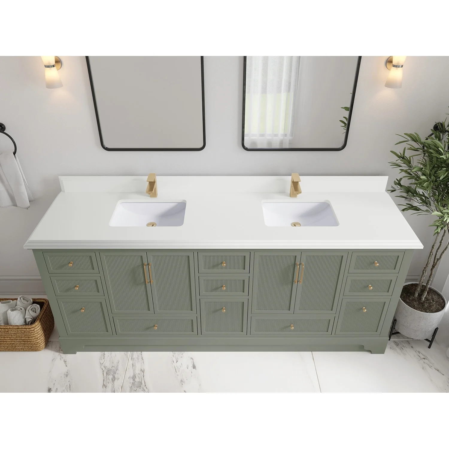 Willow Collections 84 in. W x 22 in. D Alys Double Bowl Sink Bathroom Vanity with Countertop