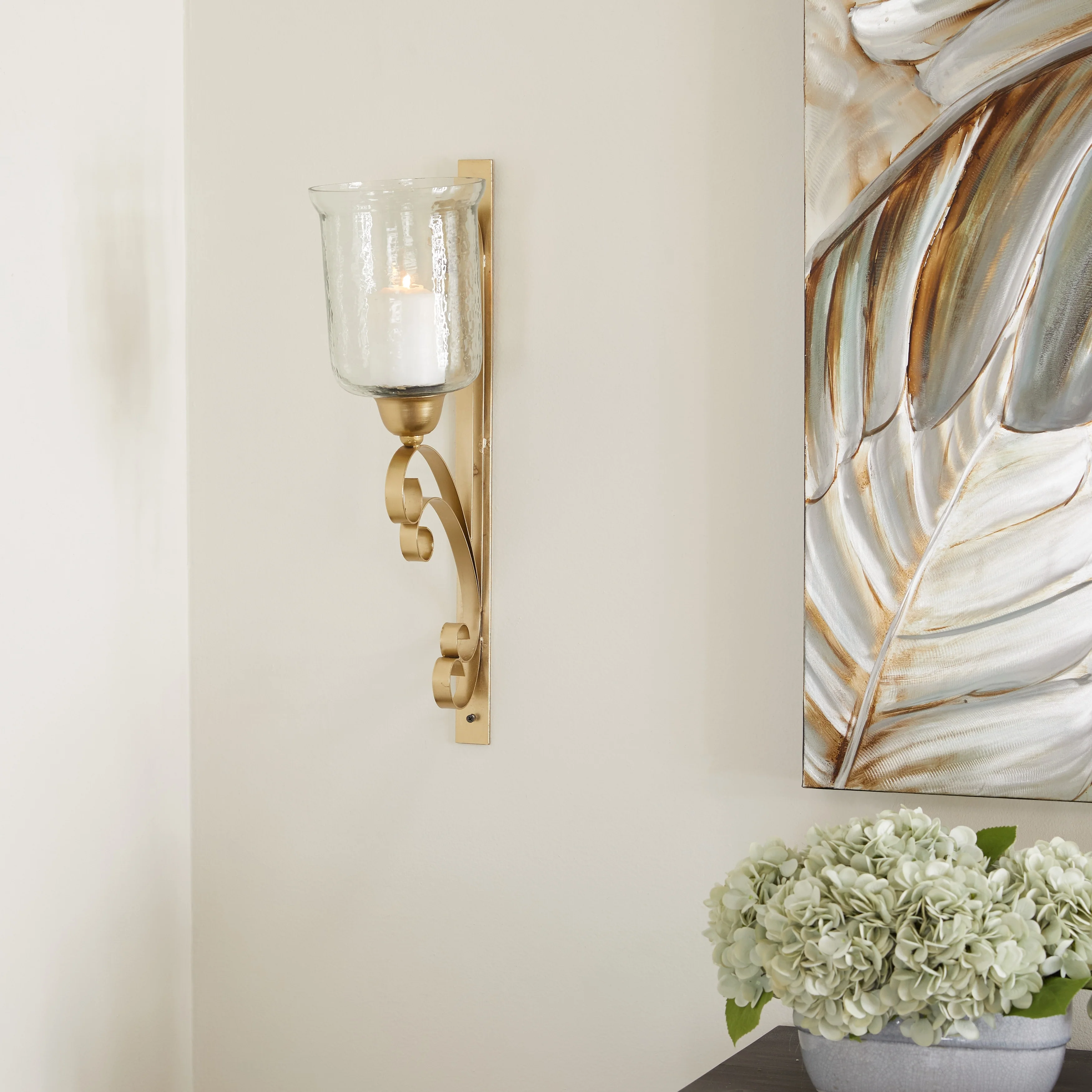 Sleek Metal Single Candle Wall Sconce - Gold, Silver, Black