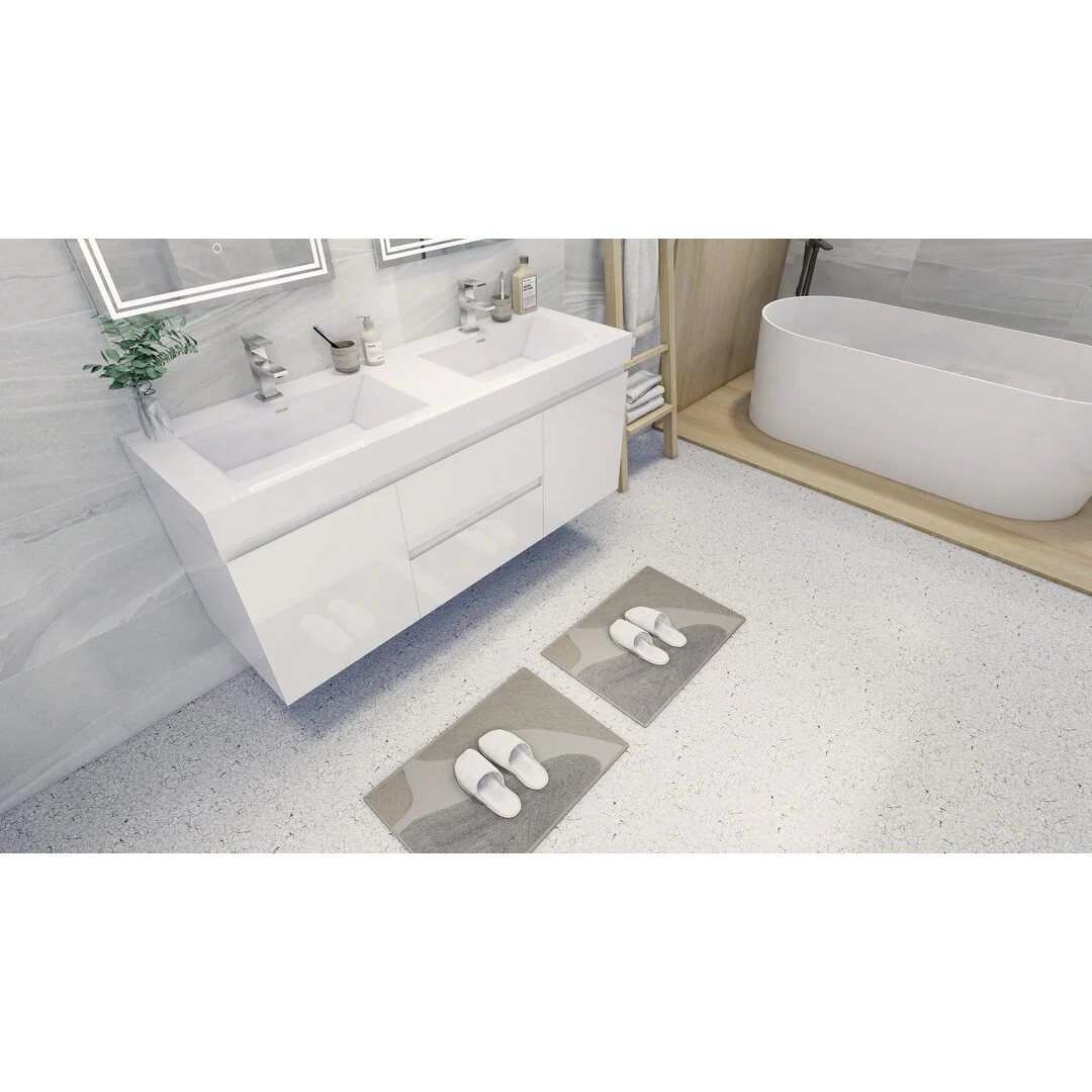 Baillie 60'' Wall-Mounted Vanity with Double Reinforced Acrylic Sink