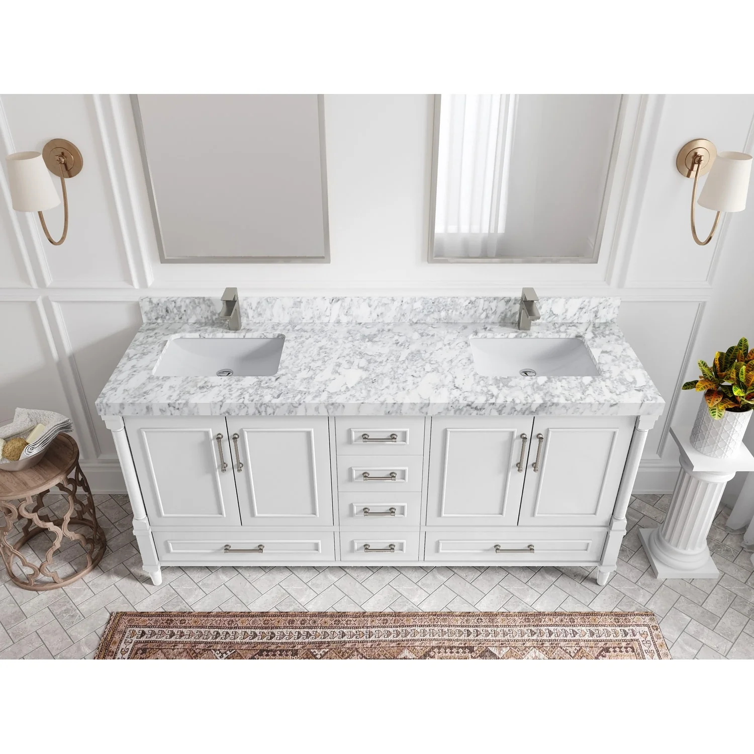 Willow Collections 72 in. W x 22 in. D Aberdeen Double Sink Bathroom Vanity with Countertops