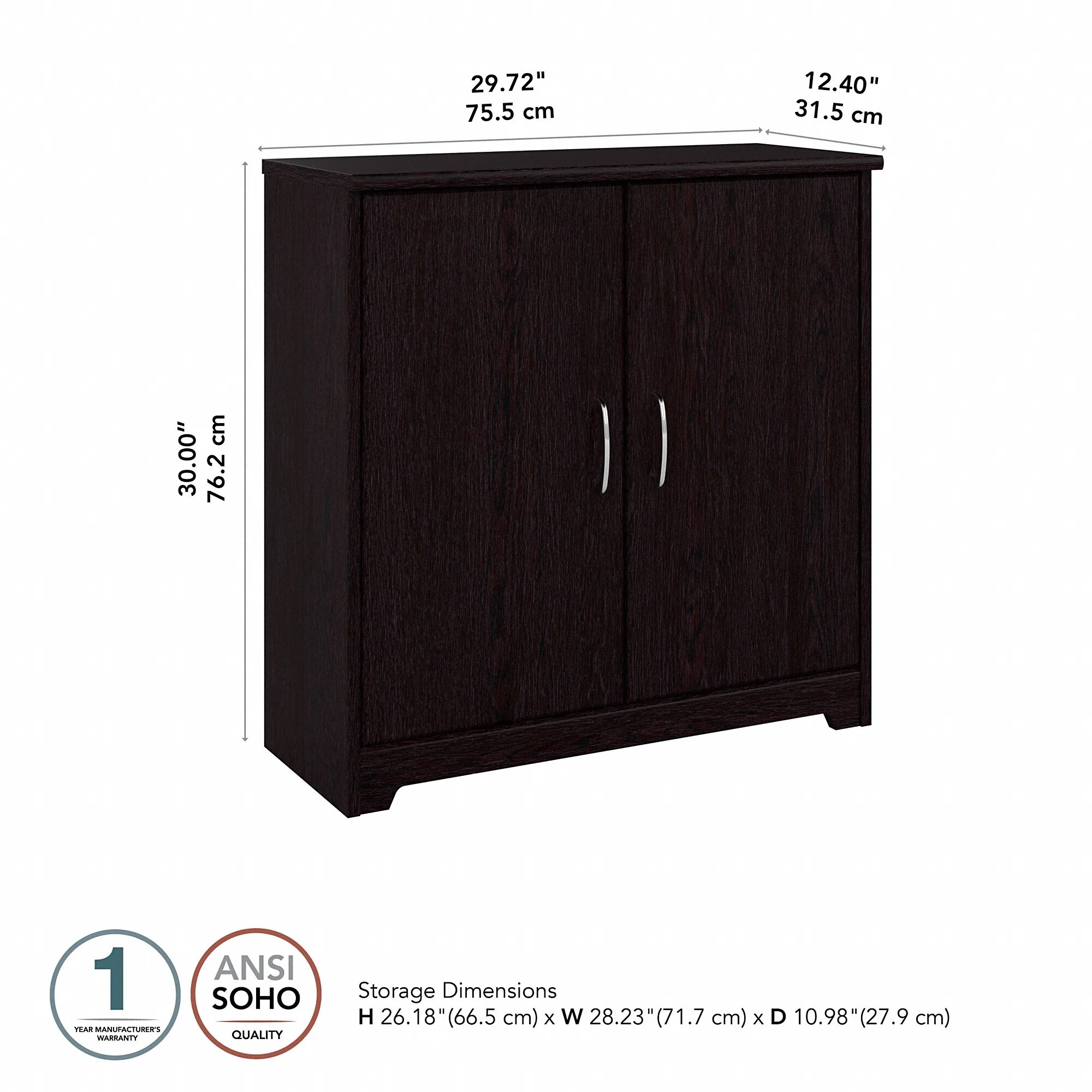 Cabot Small Bathroom Storage Cabinet with Doors by Bush Furniture