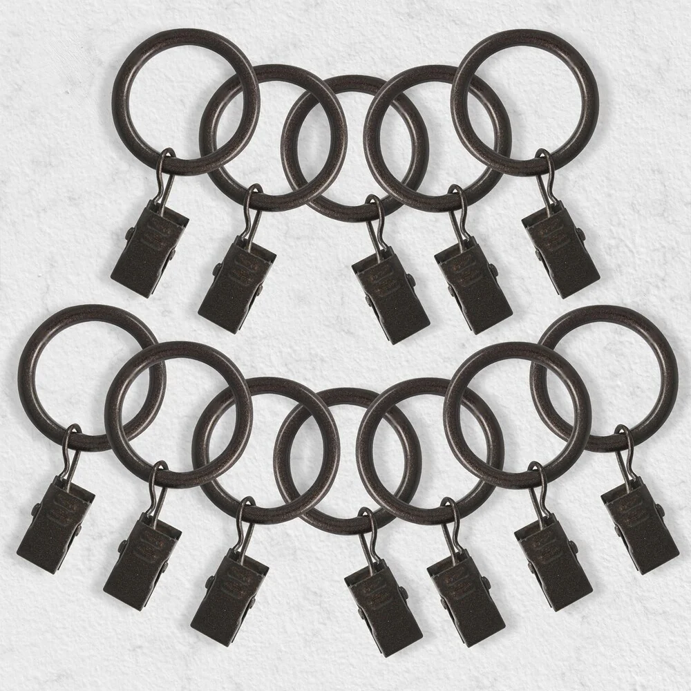 Chicology Clip Rings, Fits Rods 3/4-in. Diameter, Curtain & Drapery Hardware, Essential - Pack of 12