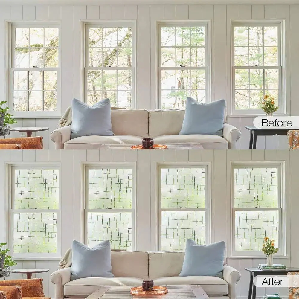 DCP No Glue Self Static Removable Frosted Glass Privacy Window Film, Splinter