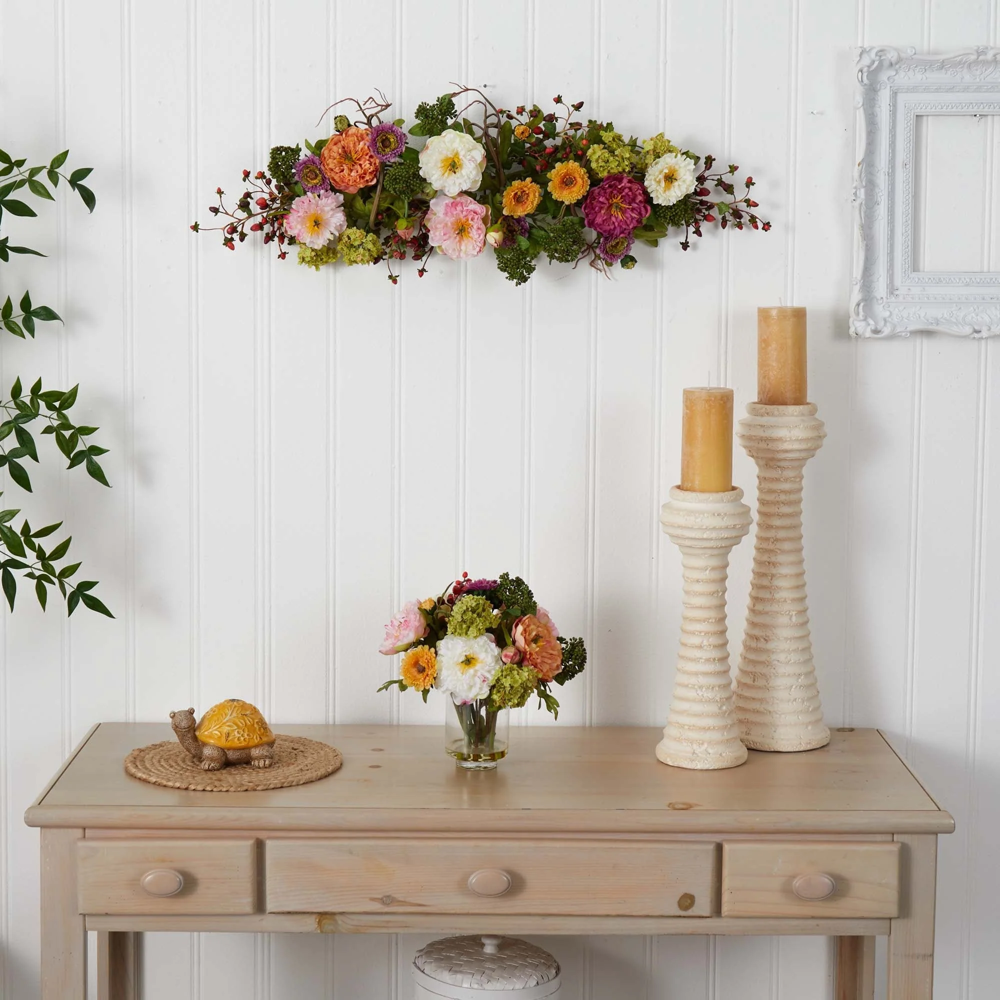 Peony Silk Flower Centerpiece Arrangement
