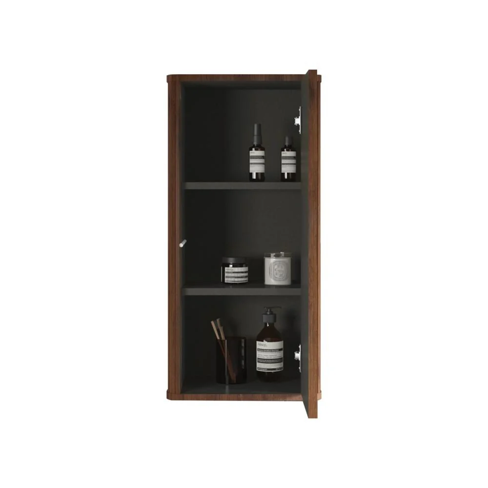 Wall-mounted Striped Walnut Bathroom Floating Storage Cabinet - 14.17
