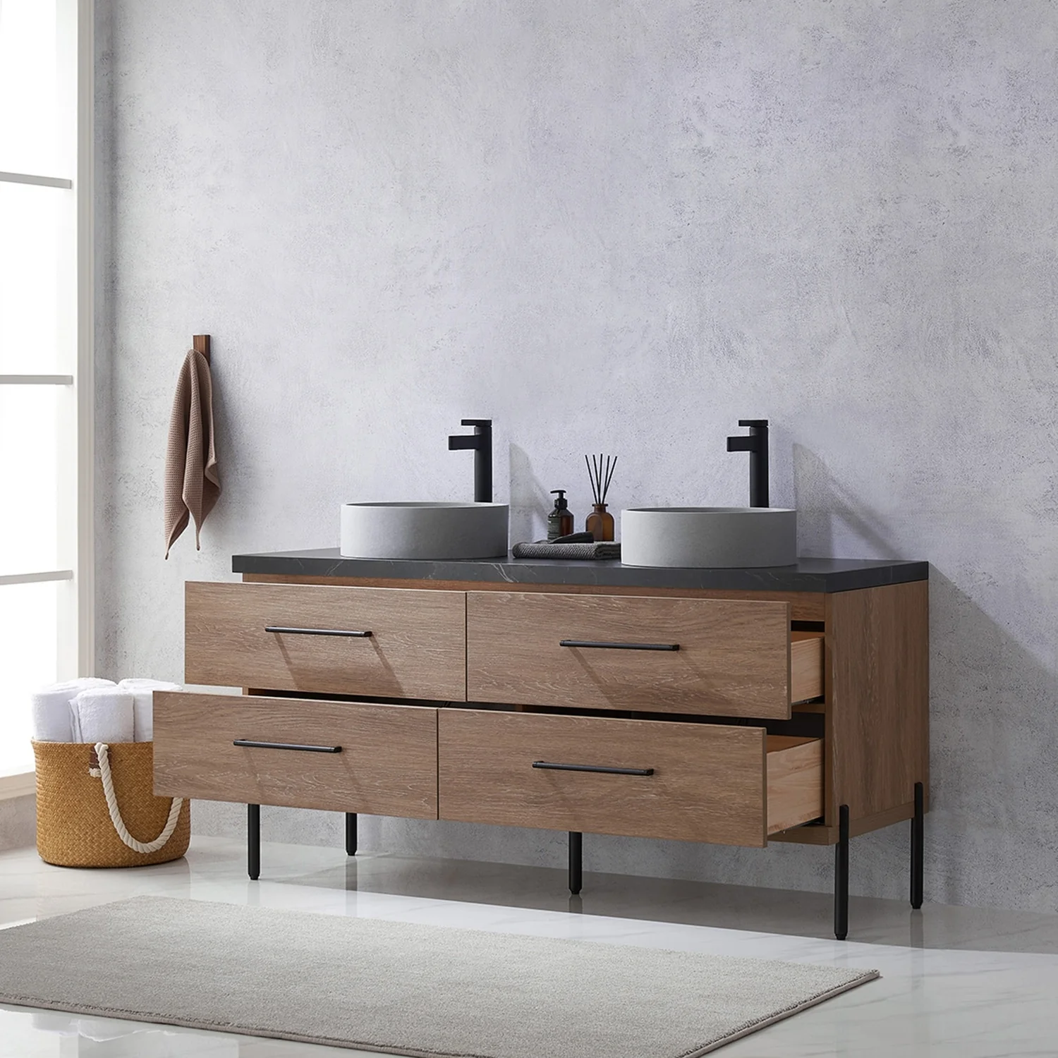 Trento Bath Vanity with Sintered Stone Top with Concrete Sink (C)