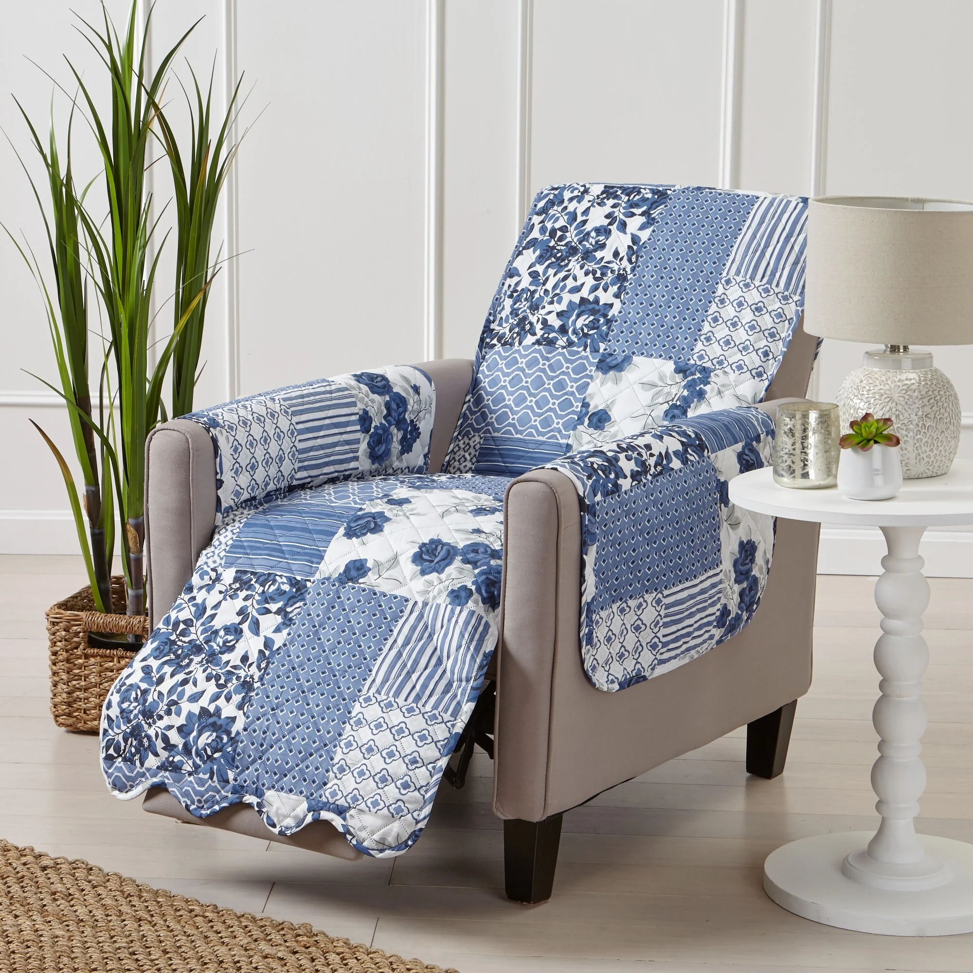 Reversible Recliner Cover Patchwork Pet Furniture Protector Slipcover