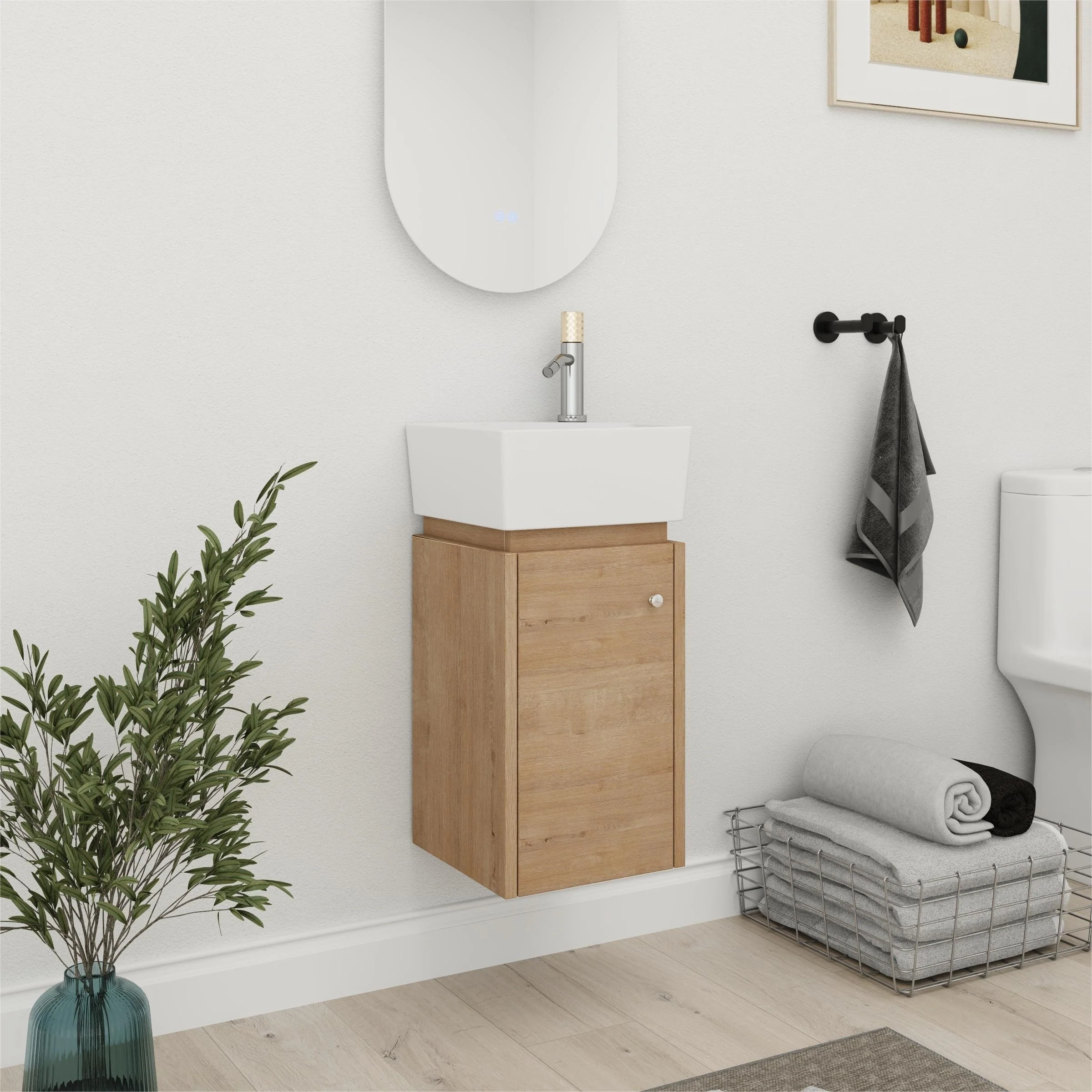 Bathroom Vanity With Sink In 12 Inch, Floating Bathroom Vanity With Soft Close Door