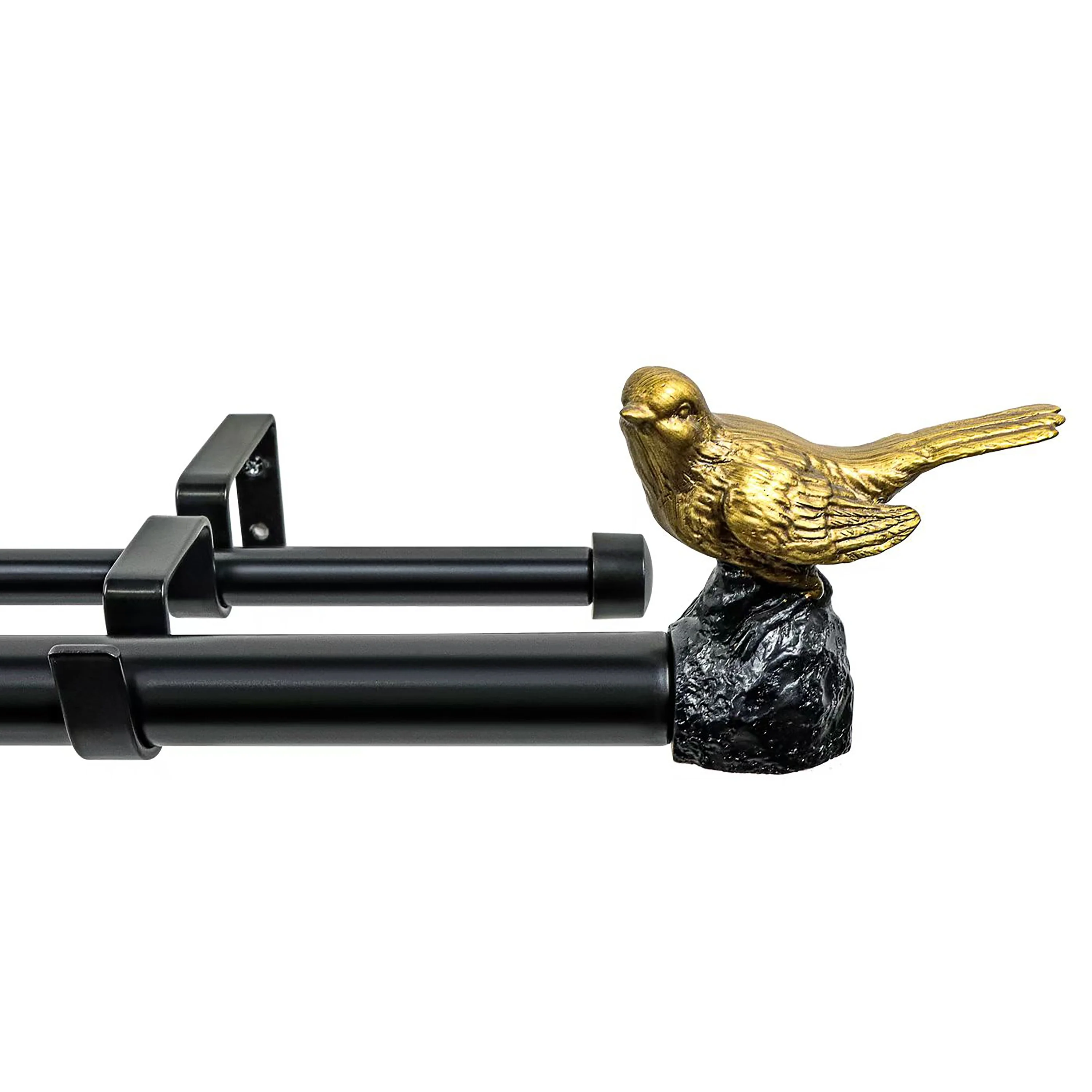 MERIVILLE 1-Inch Diameter Double Window Curtain Rod, Bird Finials