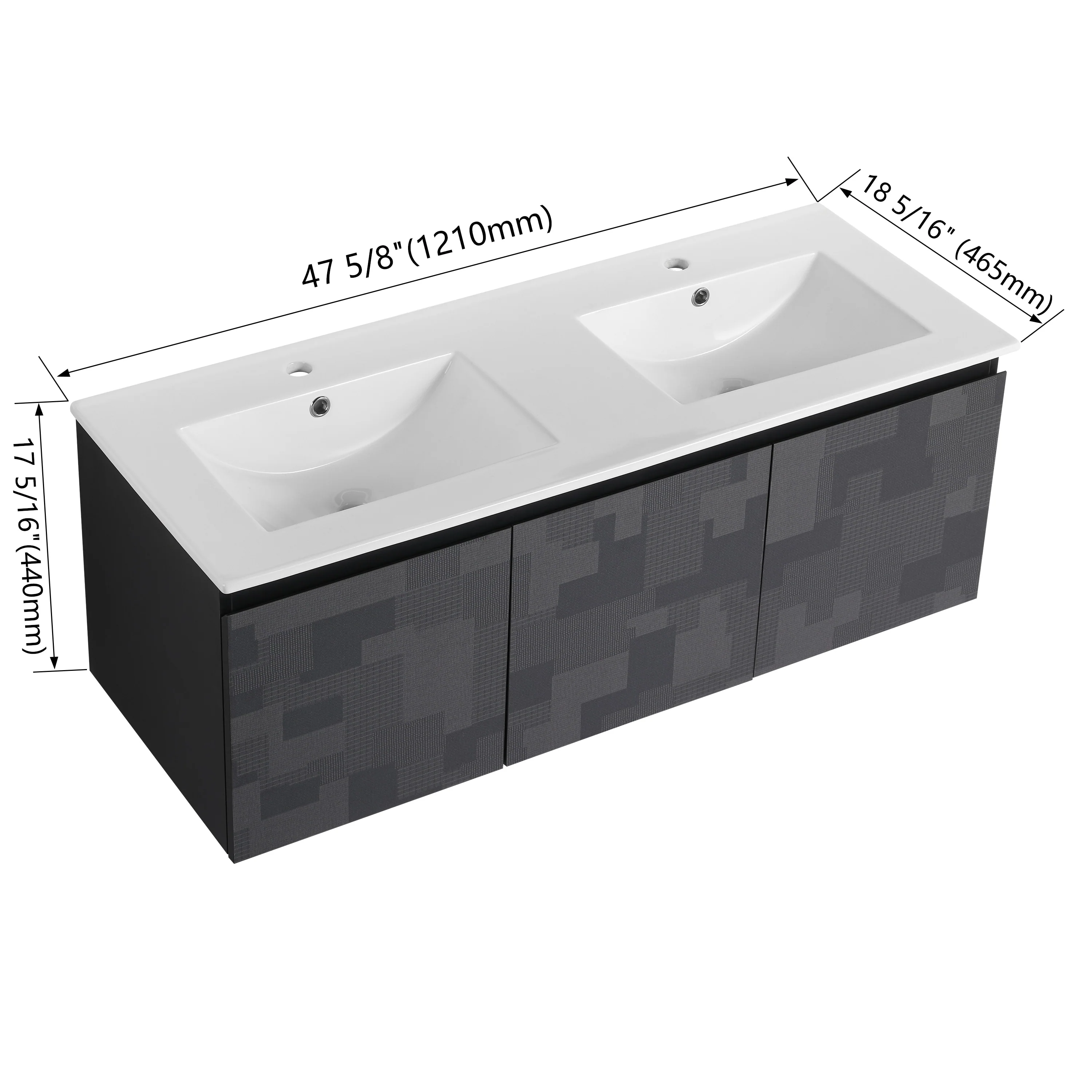 BNK 24/30/48 Inch Double Sink Bathroom Vanity with Soft Close Door