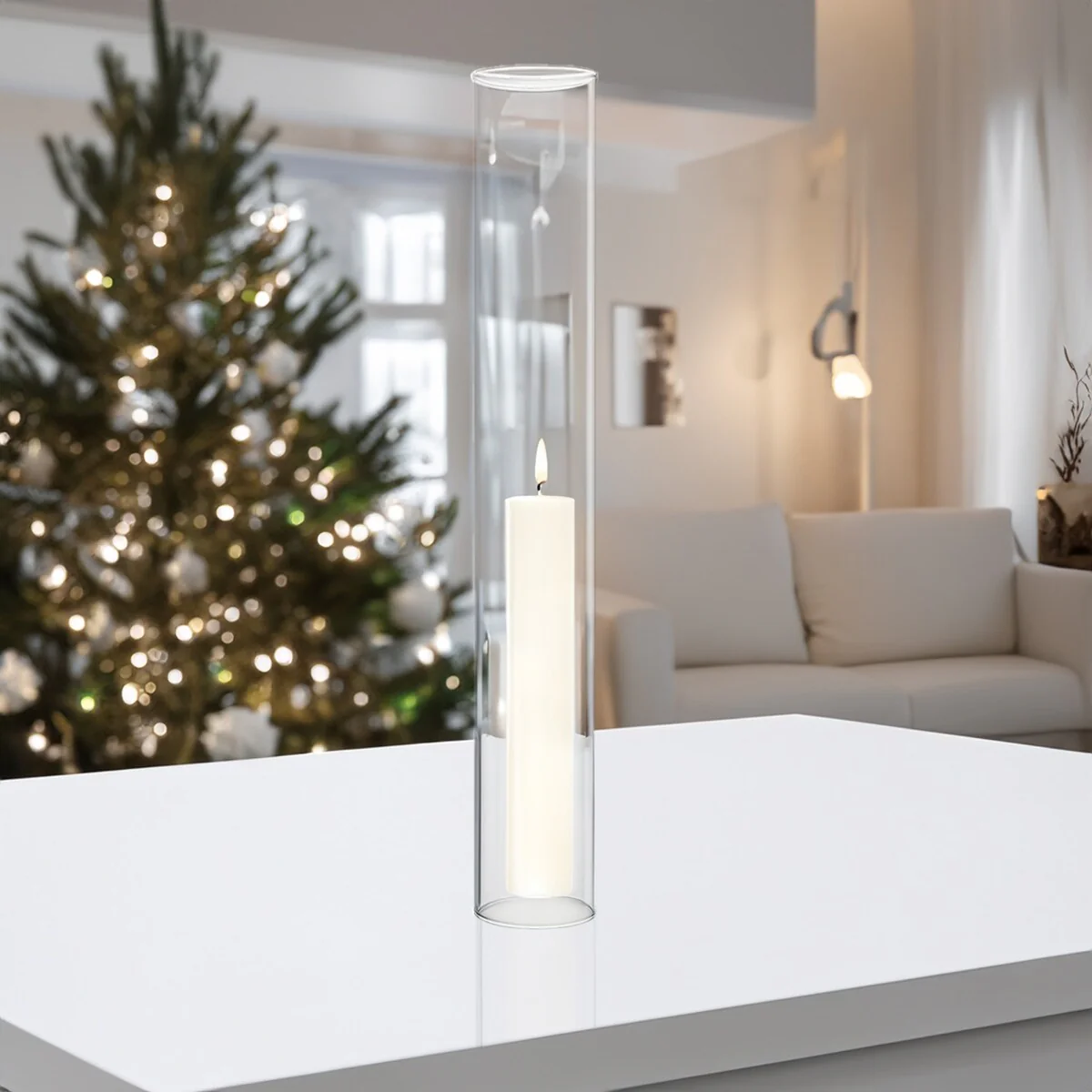 Clear Glass Cylinder Hurricane Chimney Tube, Candle Cover - 1 Piece