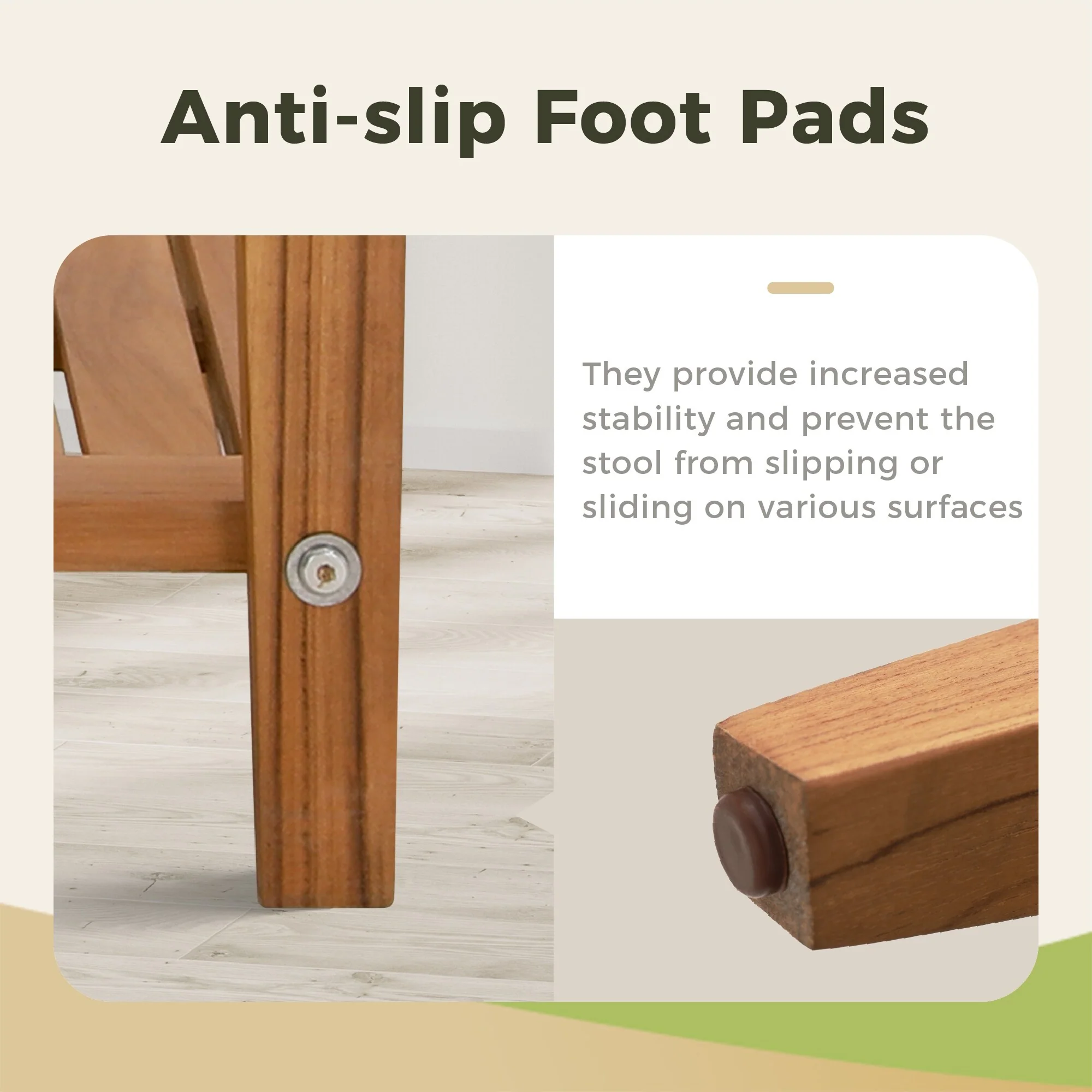 Bathroom Stool with Storage Shelf, Teak Shower Bench Waterproof Wood Bench, Shower Seat