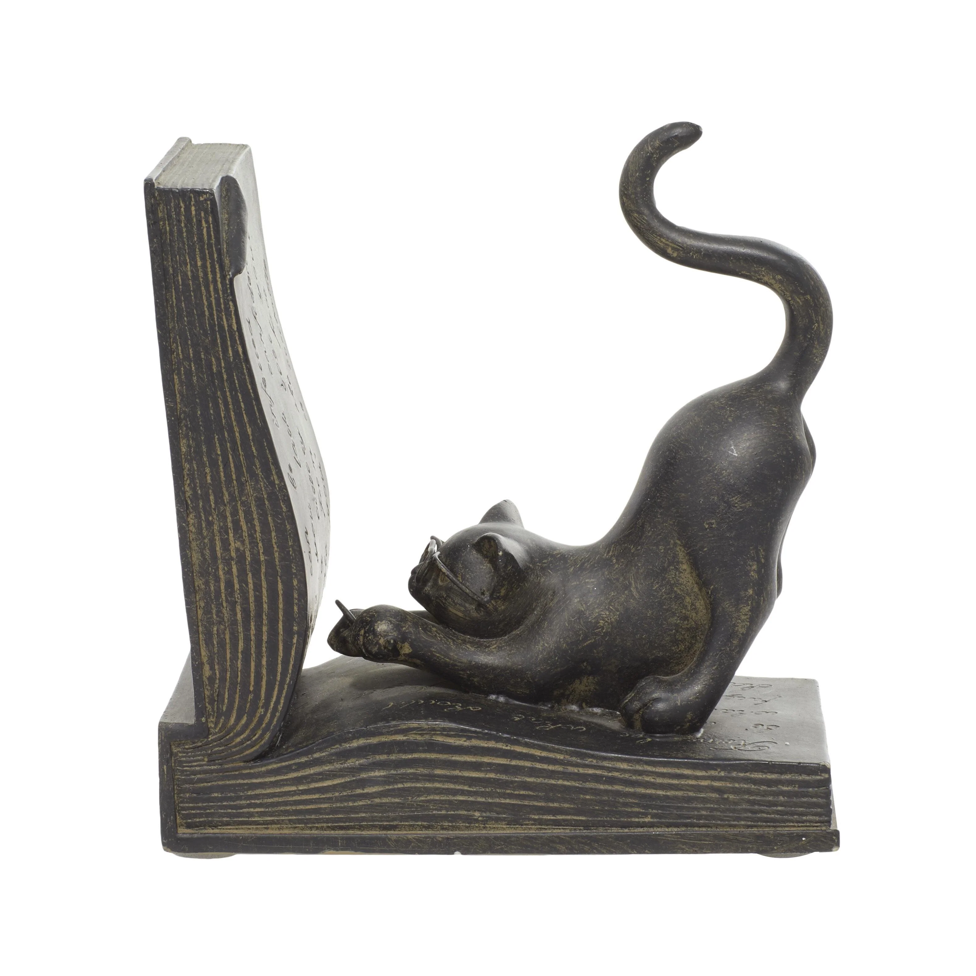 Black Polystone Eclectic Bookends Animals (Set of 2)
