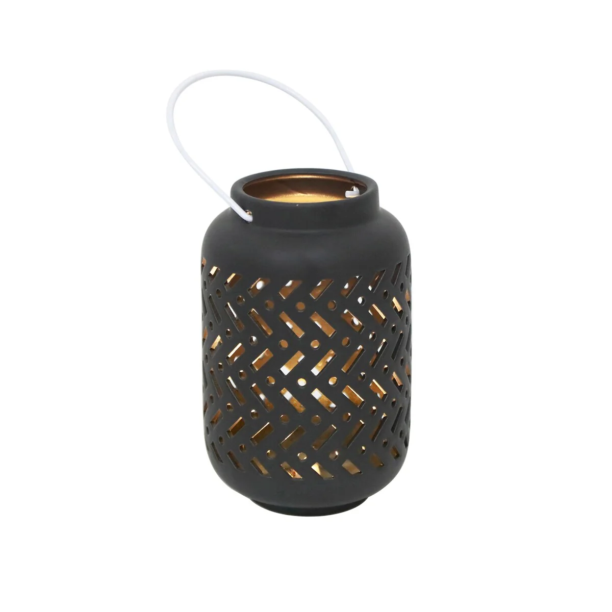 7.5In Led Chevron Ceramic Lantern