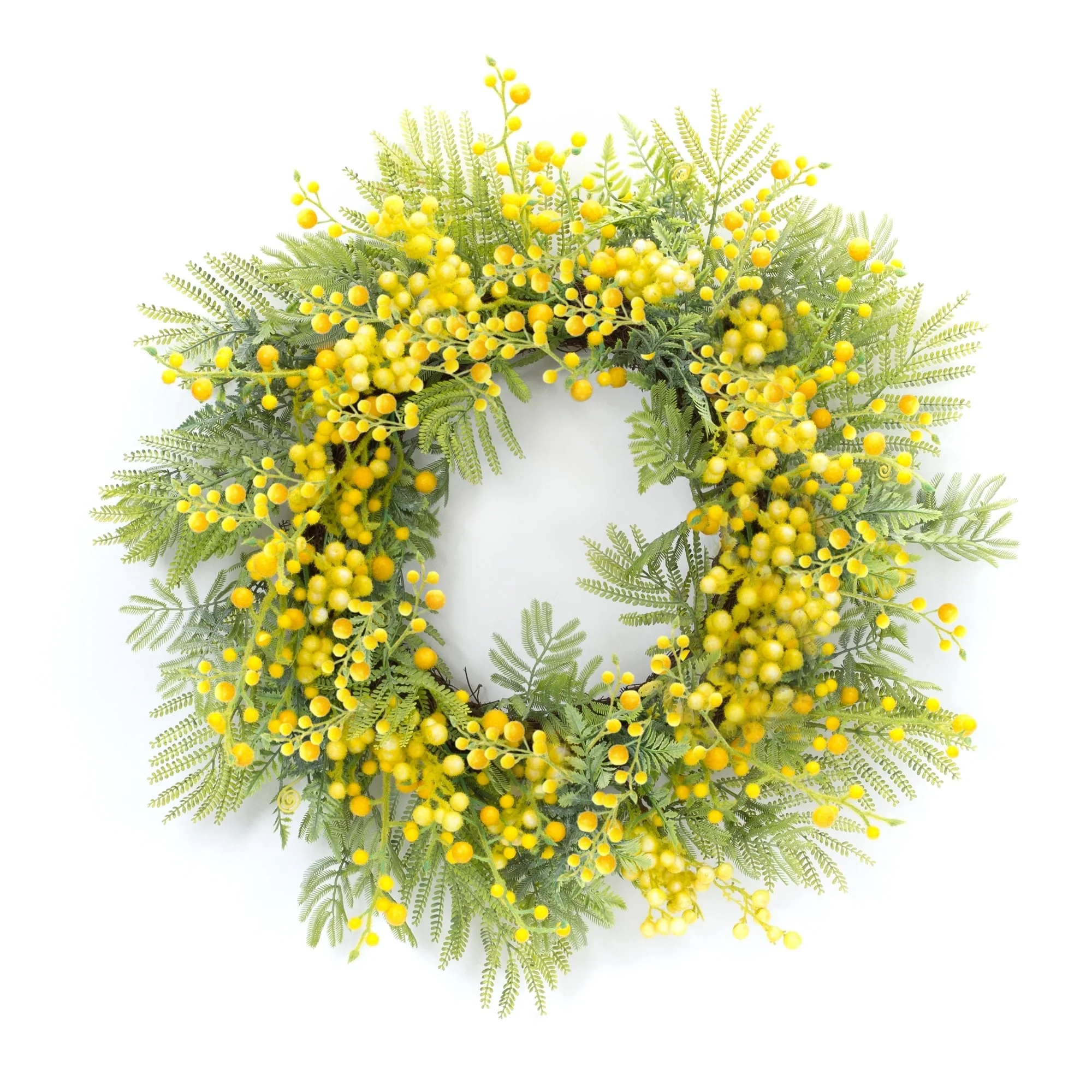 Fern and Mimosa Wreath