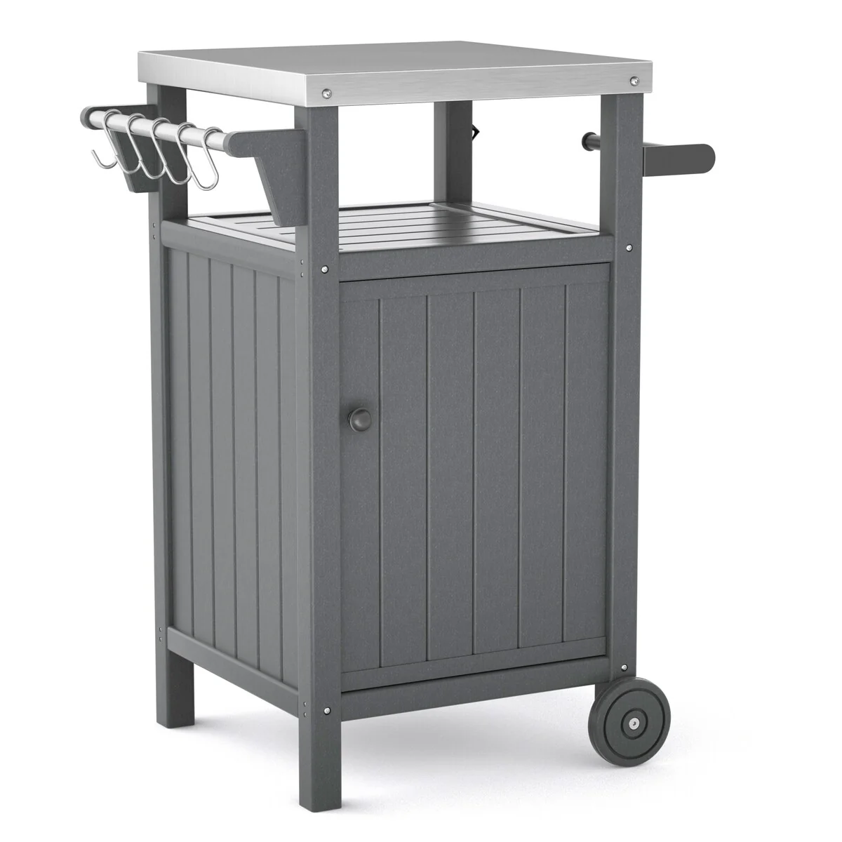 Outdoor Grilling Cart with Stainless Steel Countertop and Storage