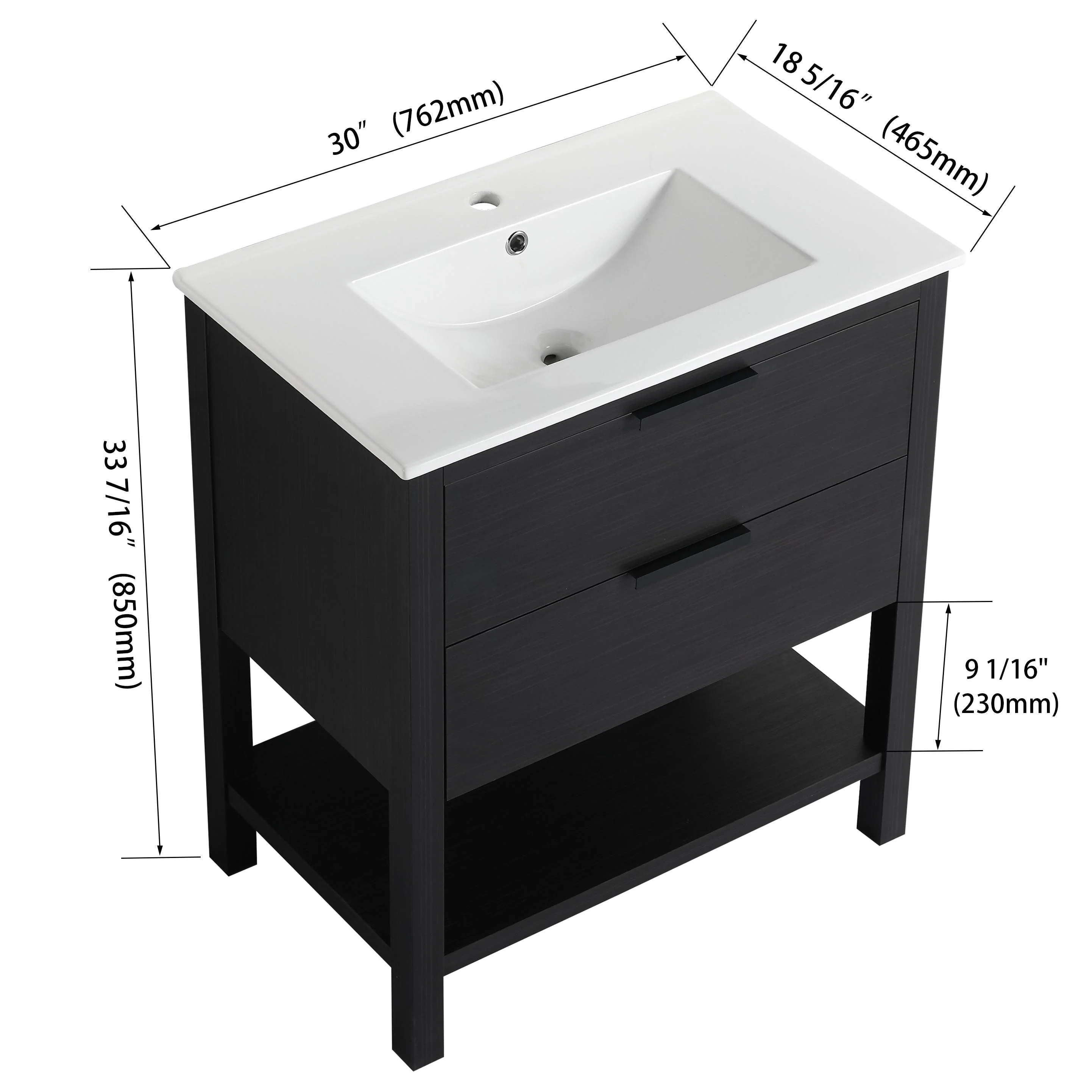 BNK 30/36 Inch Bathroom Vanity With Single Sink,Modern Bathroom Vanities With Soft Close Drawer And Shelf