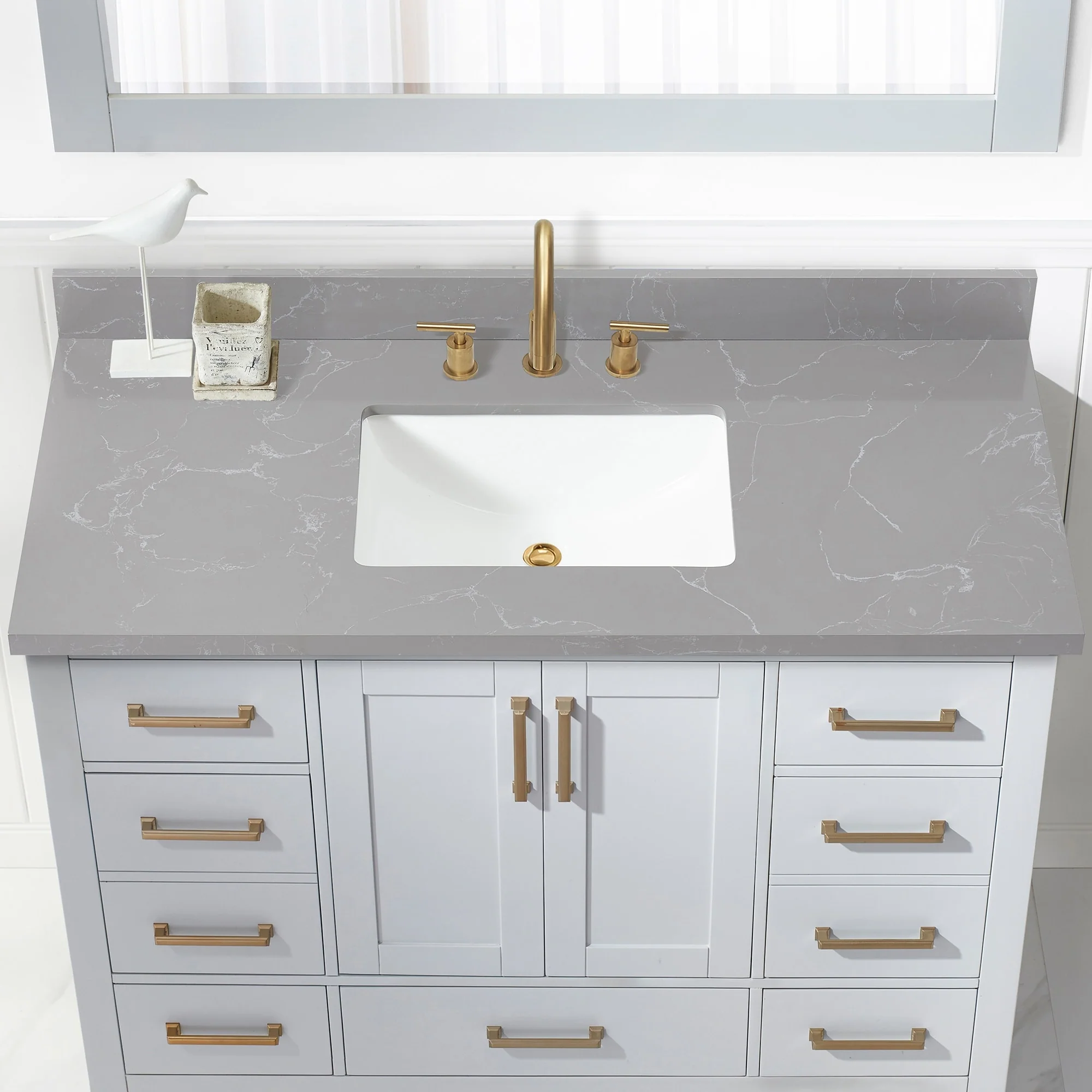 Jaen Composite Stone Vanity Top with White Rectangular Sink