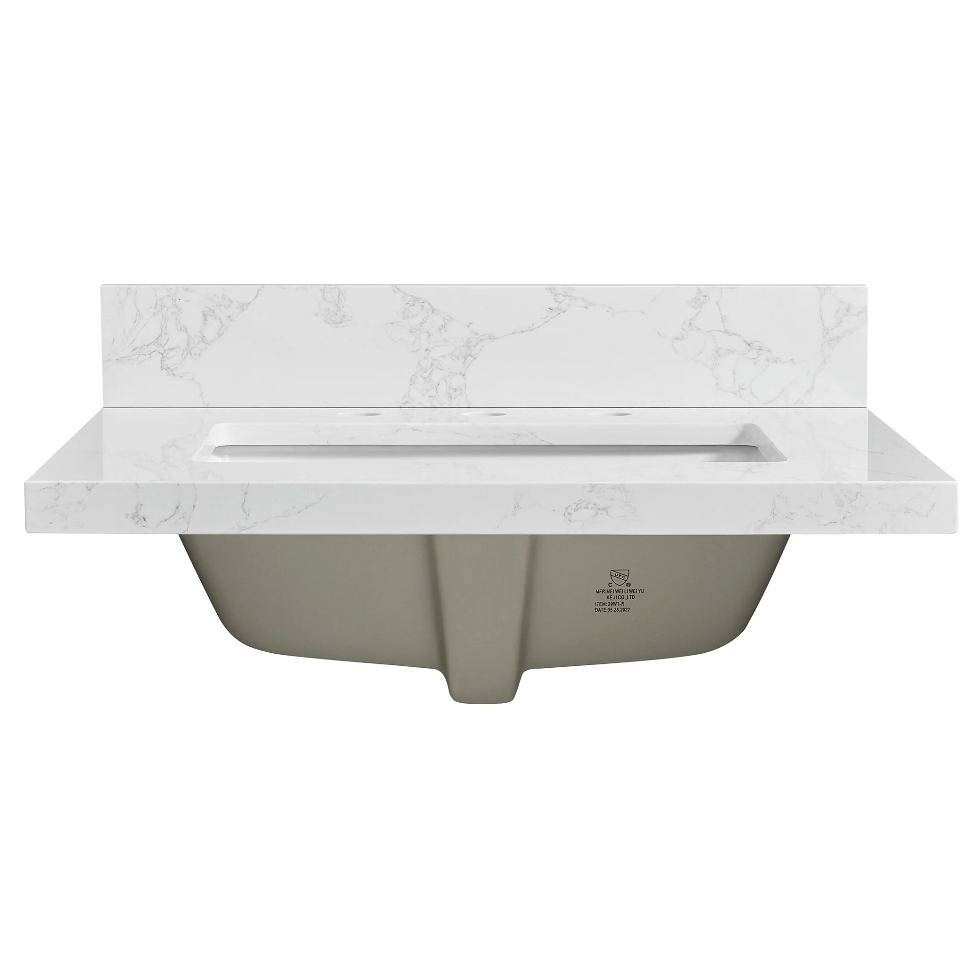 Jaen Composite Stone Vanity Top with White Rectangular Sink