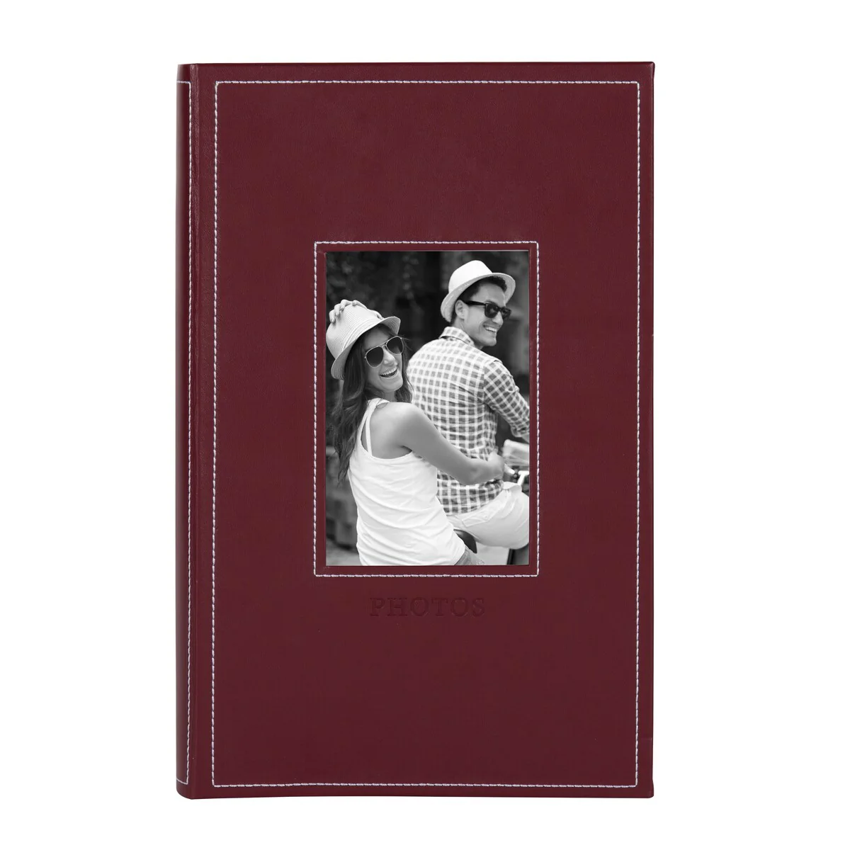 DesignOvation Debossed Black Faux Leather Photo Album (Pack of 4)