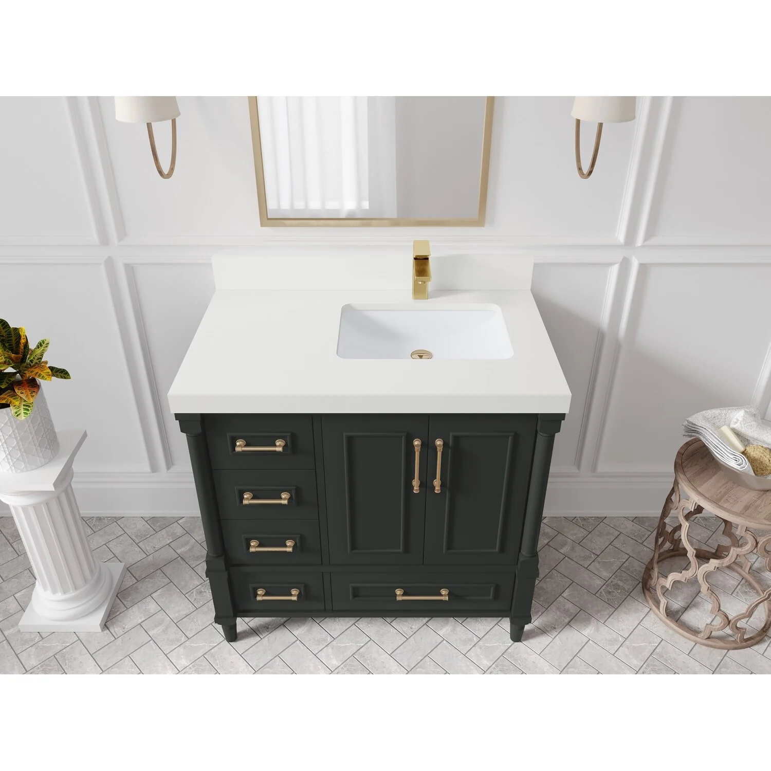 Willow Collections 36 in. W x 22 in. D Aberdeen Right Offset Sink Bathroom Vanity with Countertop