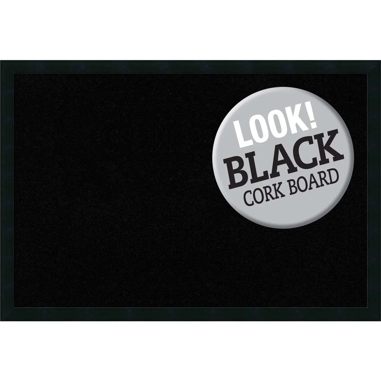 Framed Black Cork Board, Mezzanotte Black