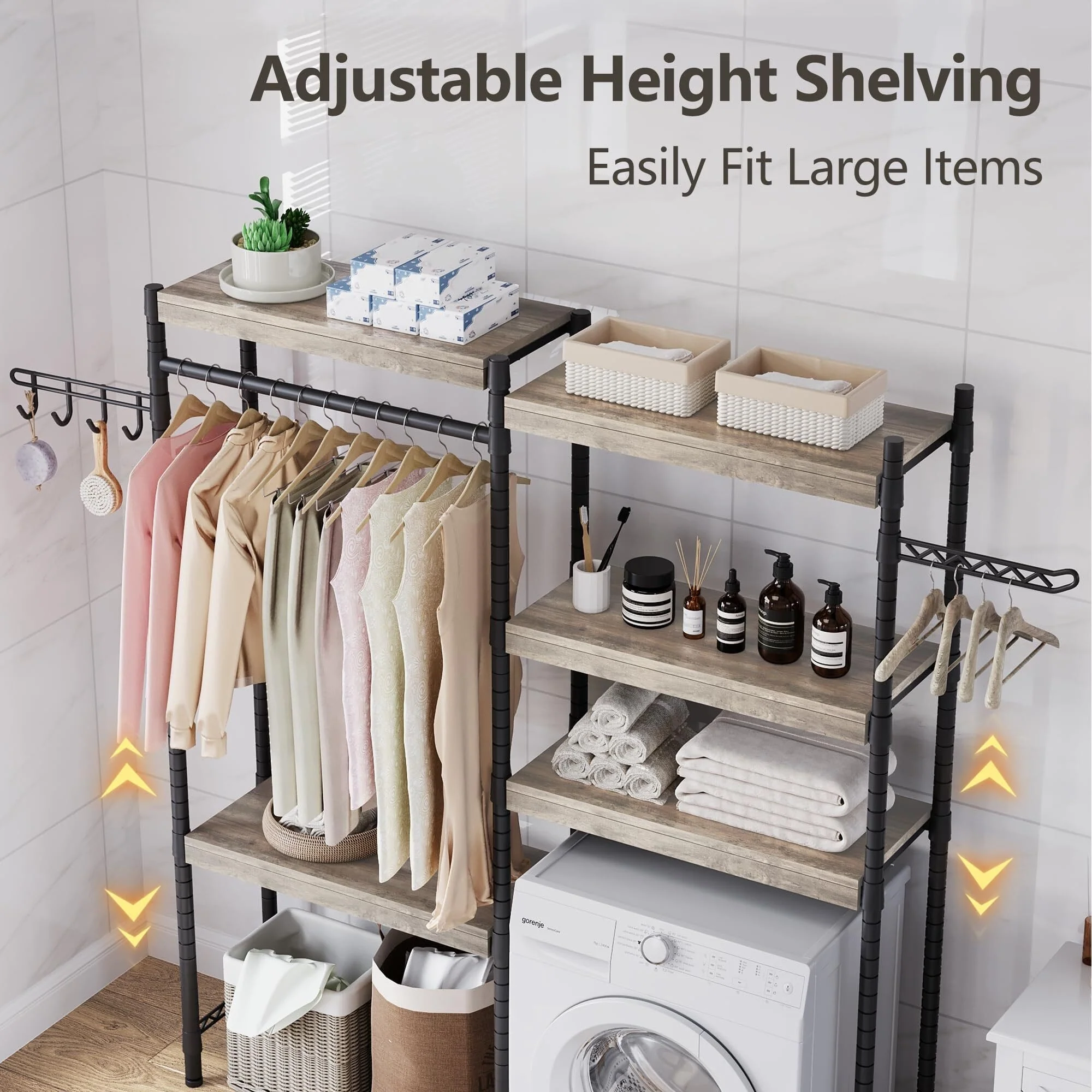 5-Tier Wood Over The Washer and Dryer Storage Shelf