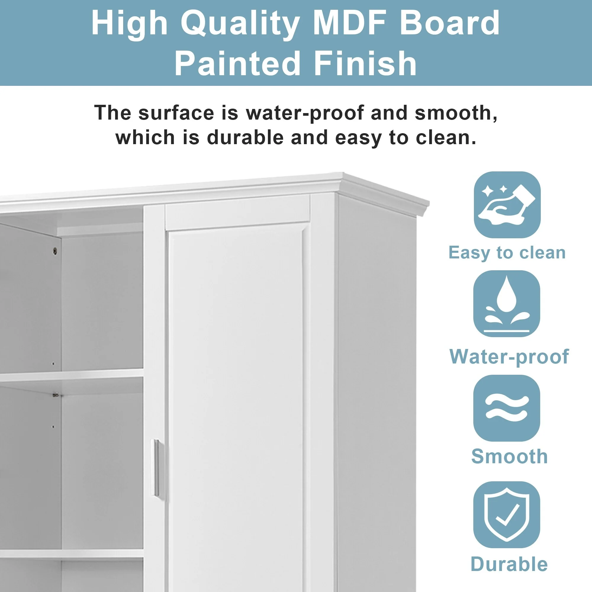 Tall Bathroom Storage Cabinet with 2 Doors, 2 Drawers & Adjustable Shelf
