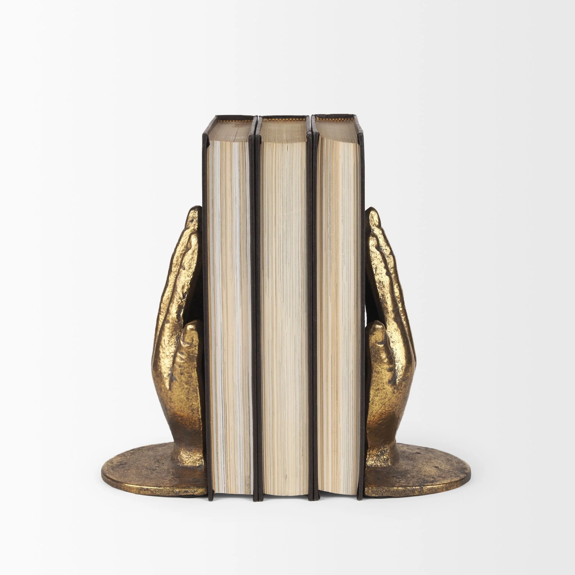 Praying Hands Gold Cast Iron Book Ends - 5.9L x 4.7W x 7.2H