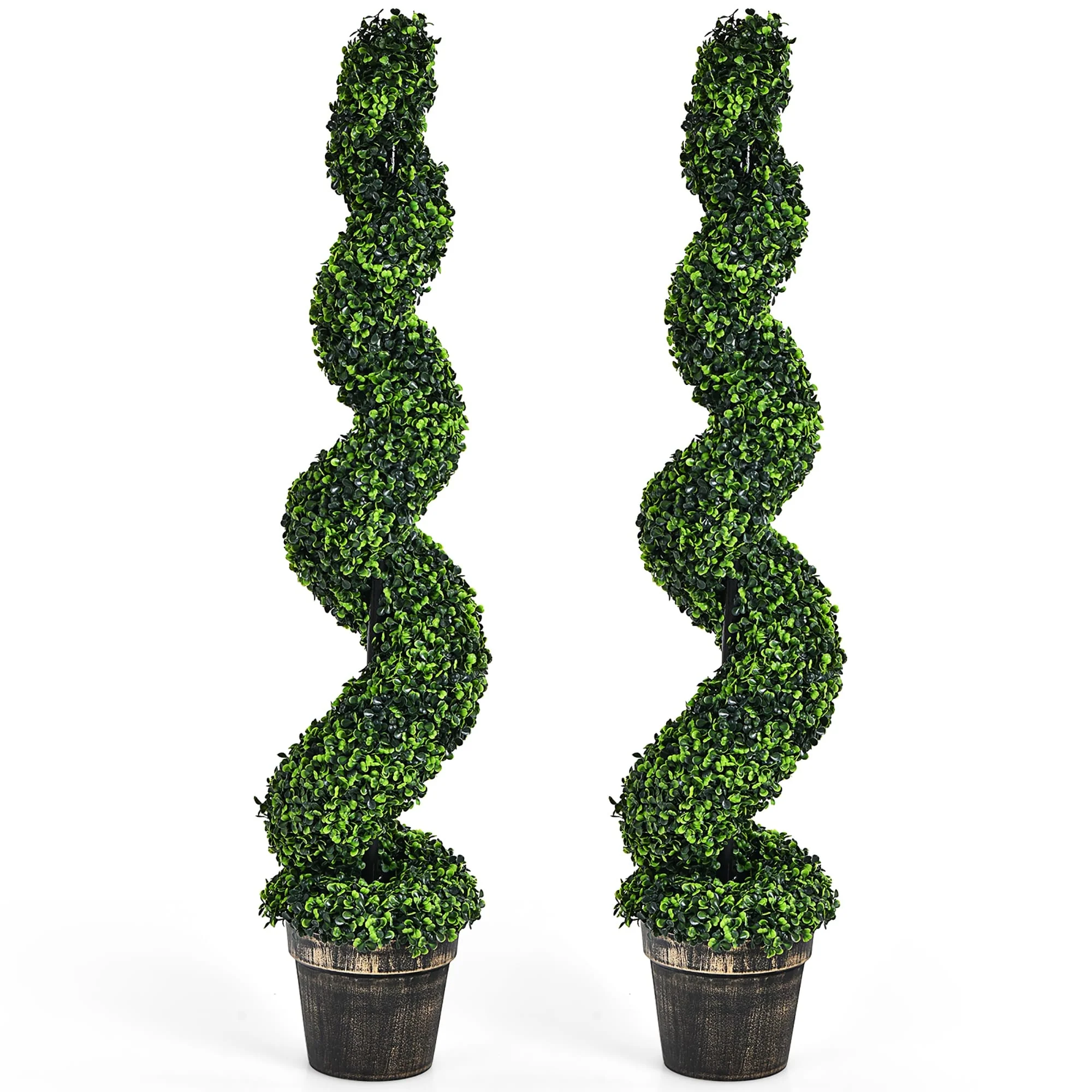 Costway 2 Pack 4FT Artificial Spiral Boxwood Topiary Tree Indoor - See details