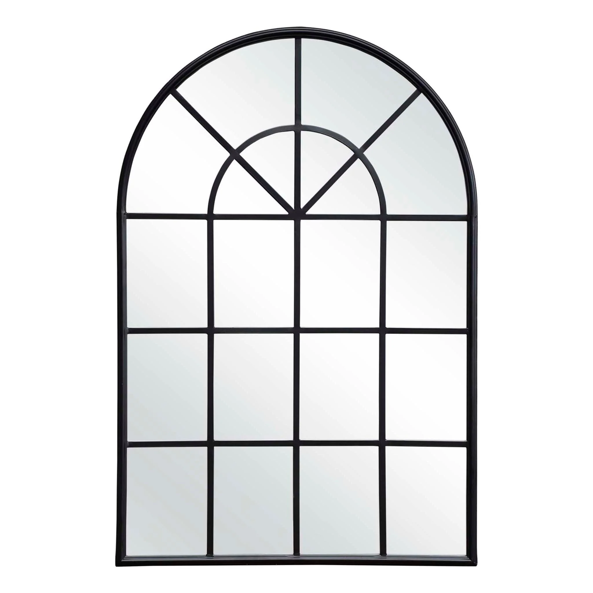 Black Arched Window Mirror with Metal Frame, Cathedral Mirror for Living Room,Bedroom