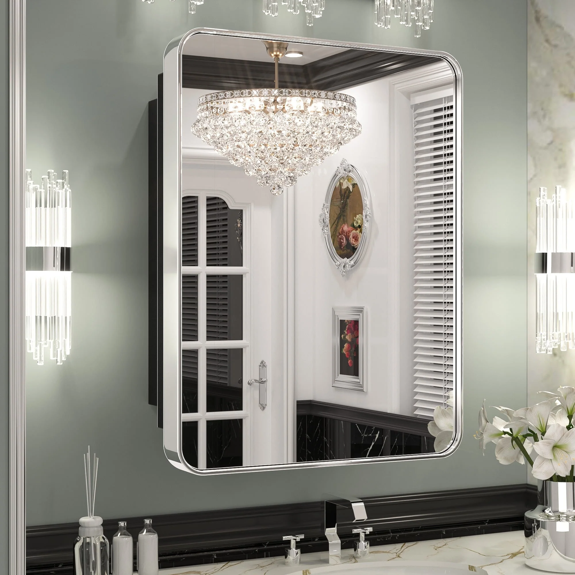 KEONJINN Medicine Cabinets for Bathroom with Mirror, Stainless Steel 1-3 Framed Doors