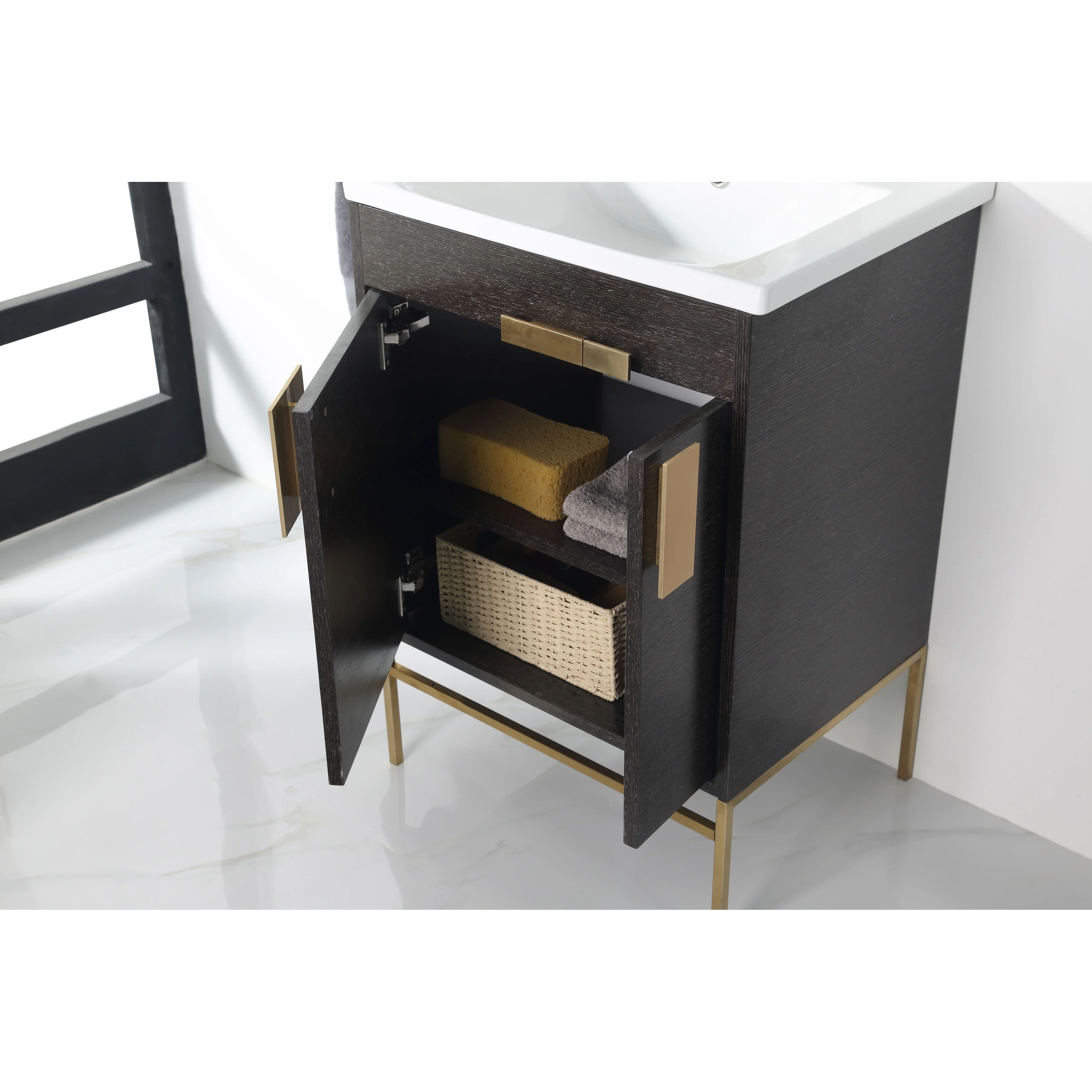 24-inch Modern Bathroom Vanity Set w/ Vitreous China Sink Top