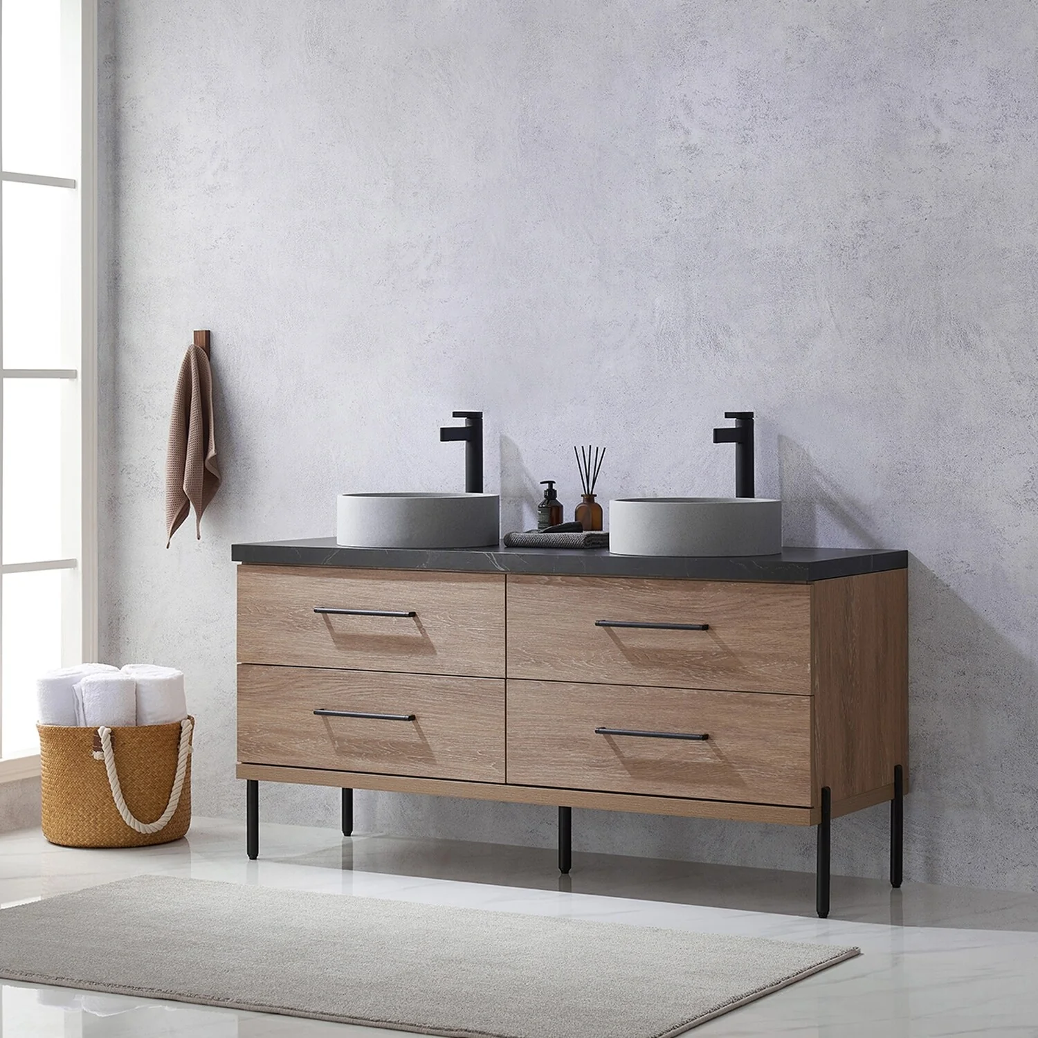 Trento Bath Vanity with Sintered Stone Top with Concrete Sink (C)