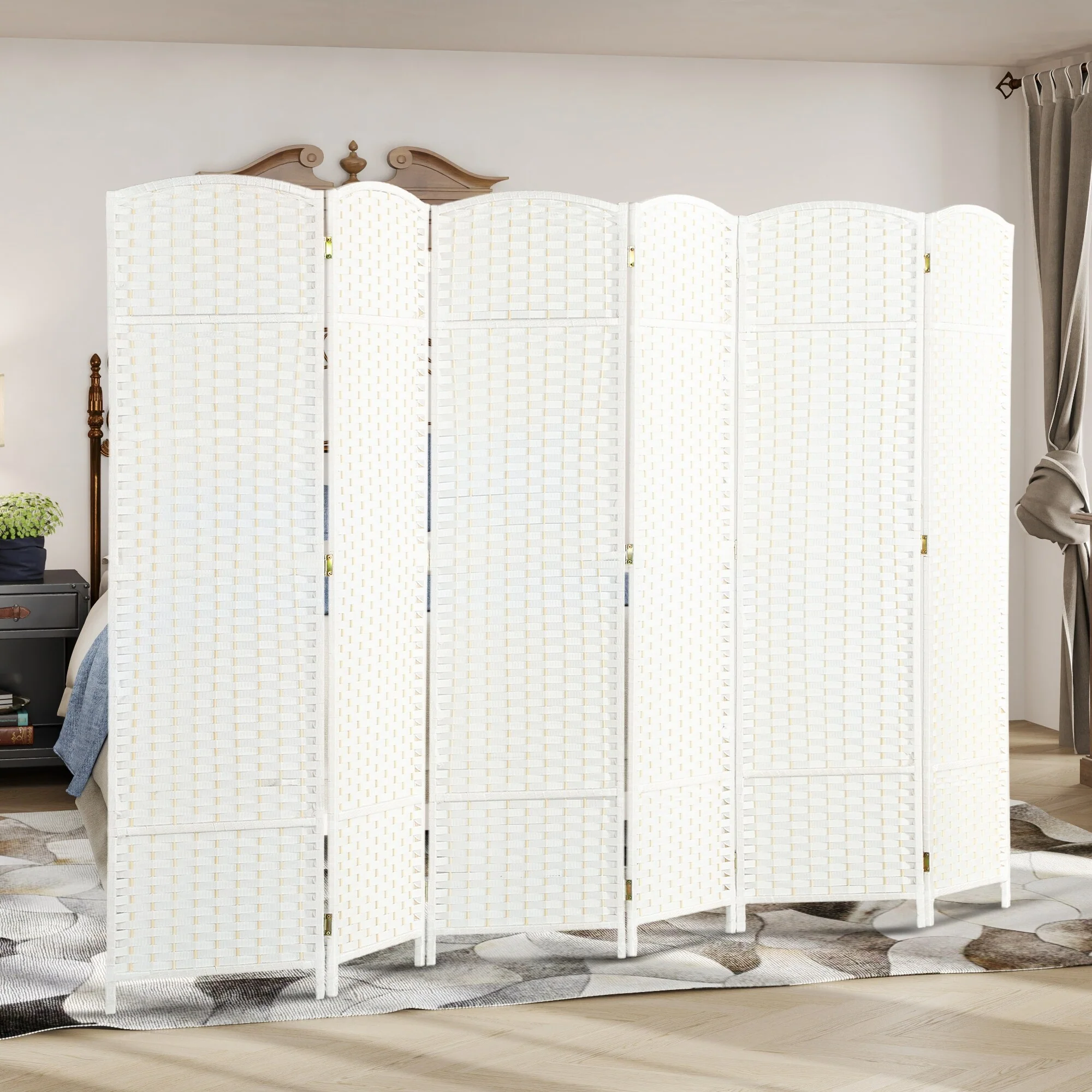 HOMCOM Room Divider, 6 Panel Folding Privacy Screen, 5.6' Tall Freestanding Wall Partition