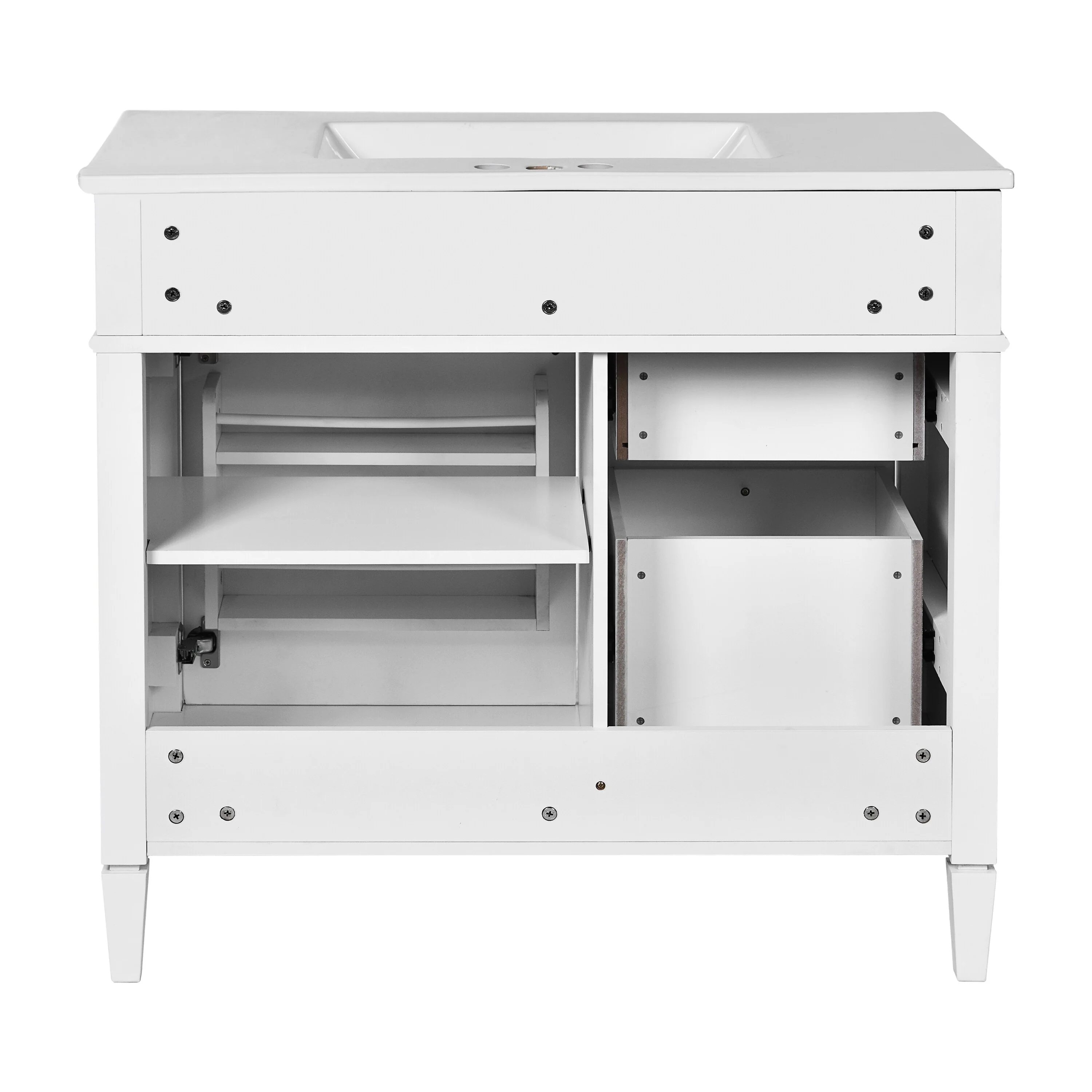 Bathroom Vanity with Single Sink, Bathroom Vanities with 2 Drawers, Bathroom Storage Cabinet with 1 Tip-Out Drawer and 1 Door