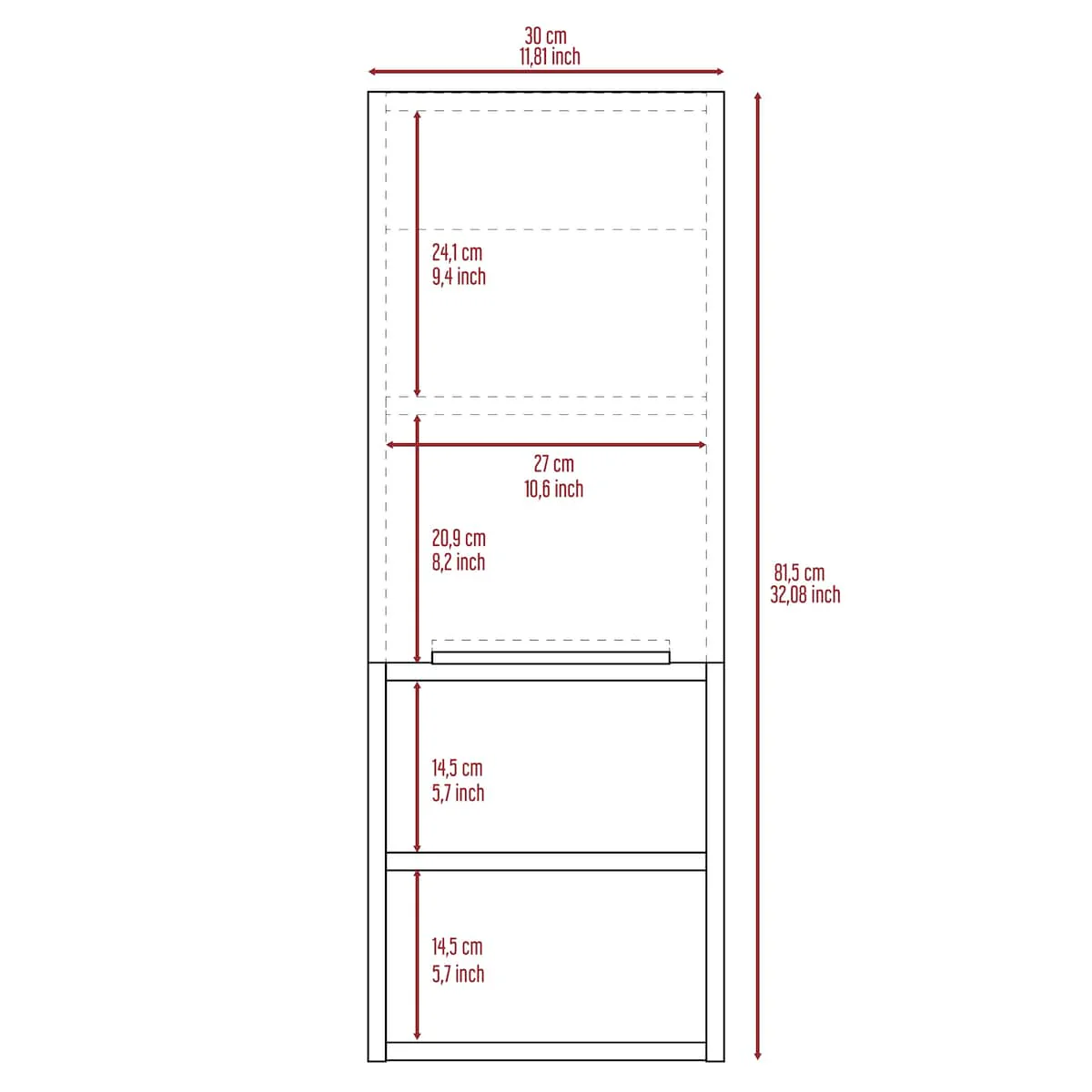 Mila Bathroom Cabinet, Two Internal Shelves, Two External Shelves, Single Door -White