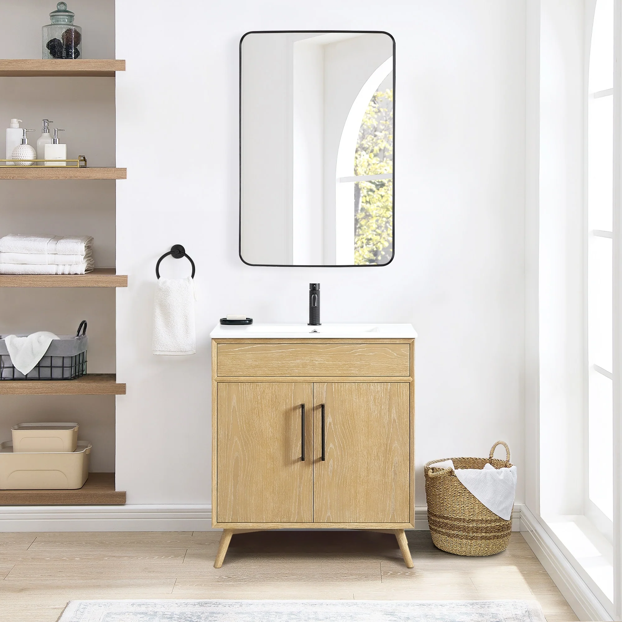 Delhi Bath Vanity with White Ceramic Basin Top without Mirror