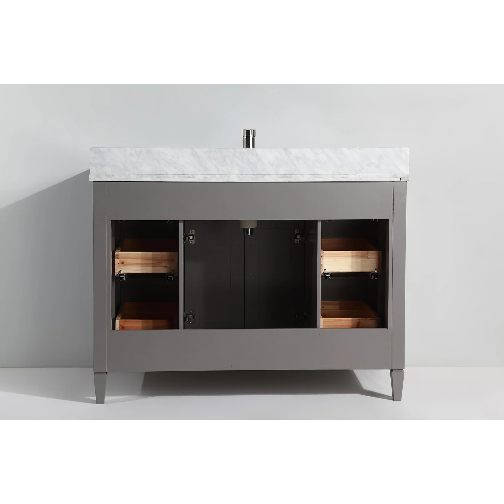 Vanity Art 60-Inch Single Sink Bathroom Vanity Set Carrara Marble Stone Top 7 Drawers 1 Shelf Undermount Sink with Free Mirror