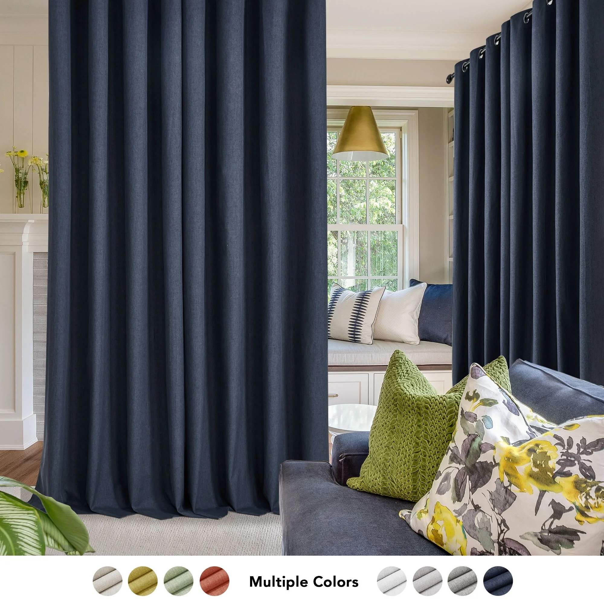 Deconovo Blackout Living Room Curtains Faux Linen Drapes 2 Panels