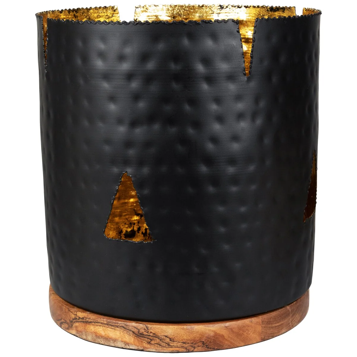 Iron and Pillar Candle Holder with Wood Base - 11.75