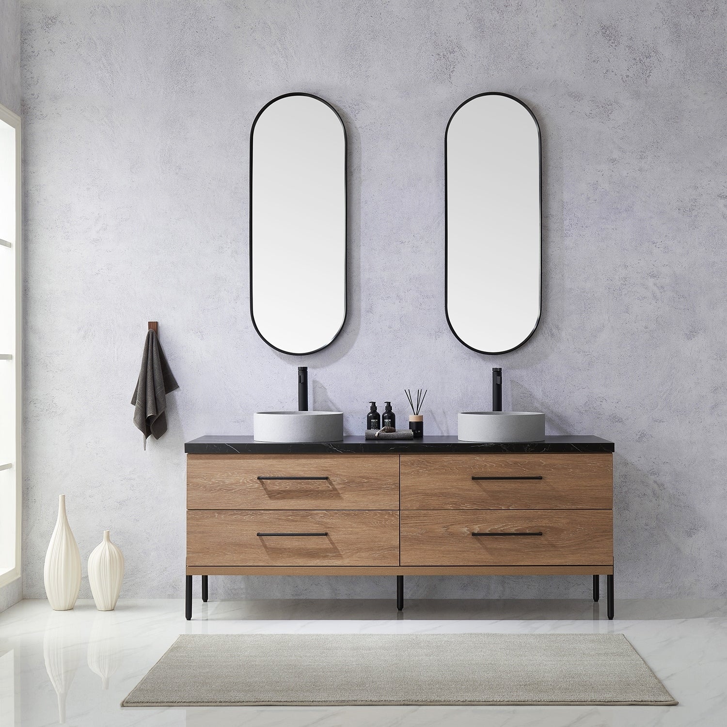 Trento Bath Vanity with Sintered Stone Top with Concrete Sink (C)