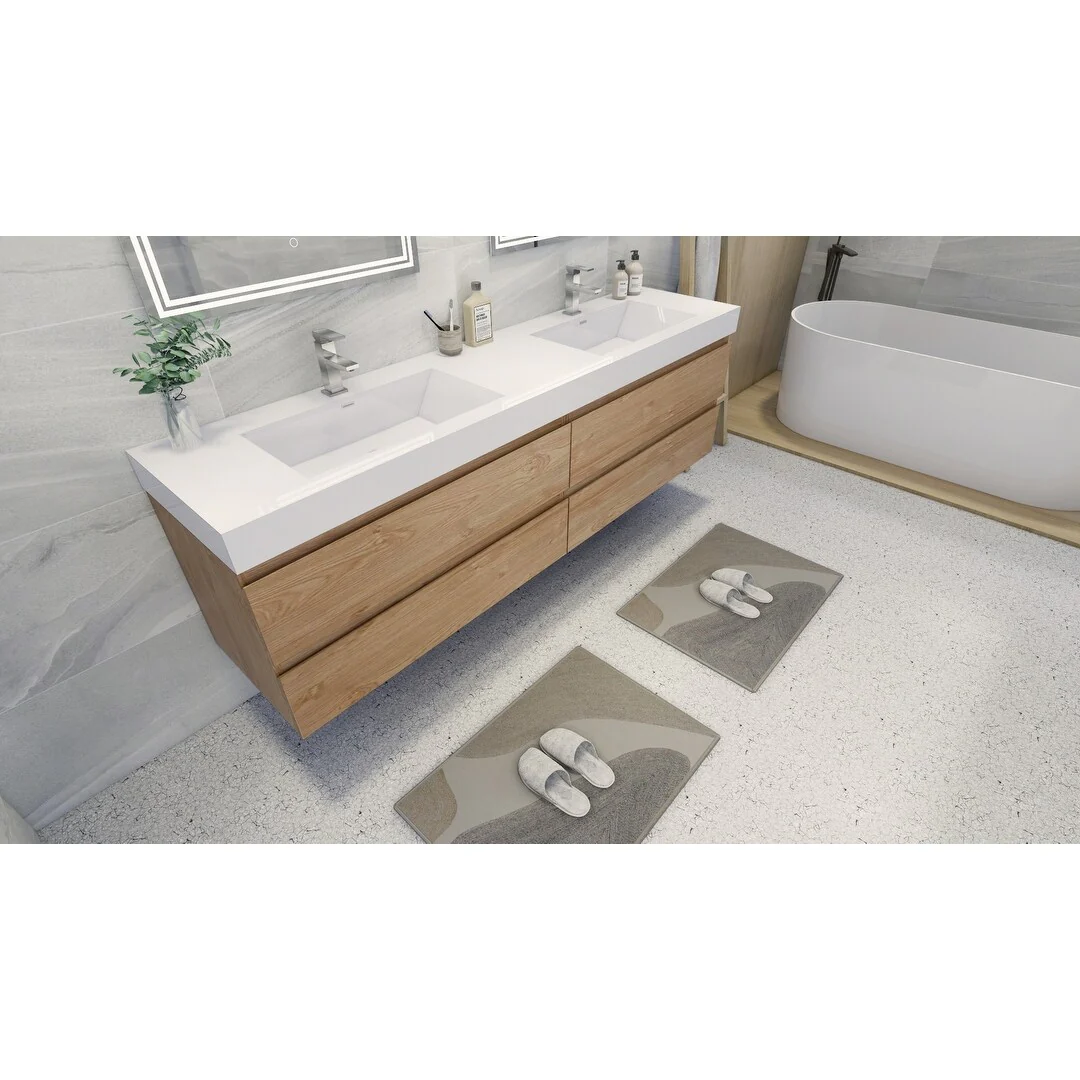 Baillie 72'' Wall-Mounted Vanity with Double Reinforced Acrylic Sink
